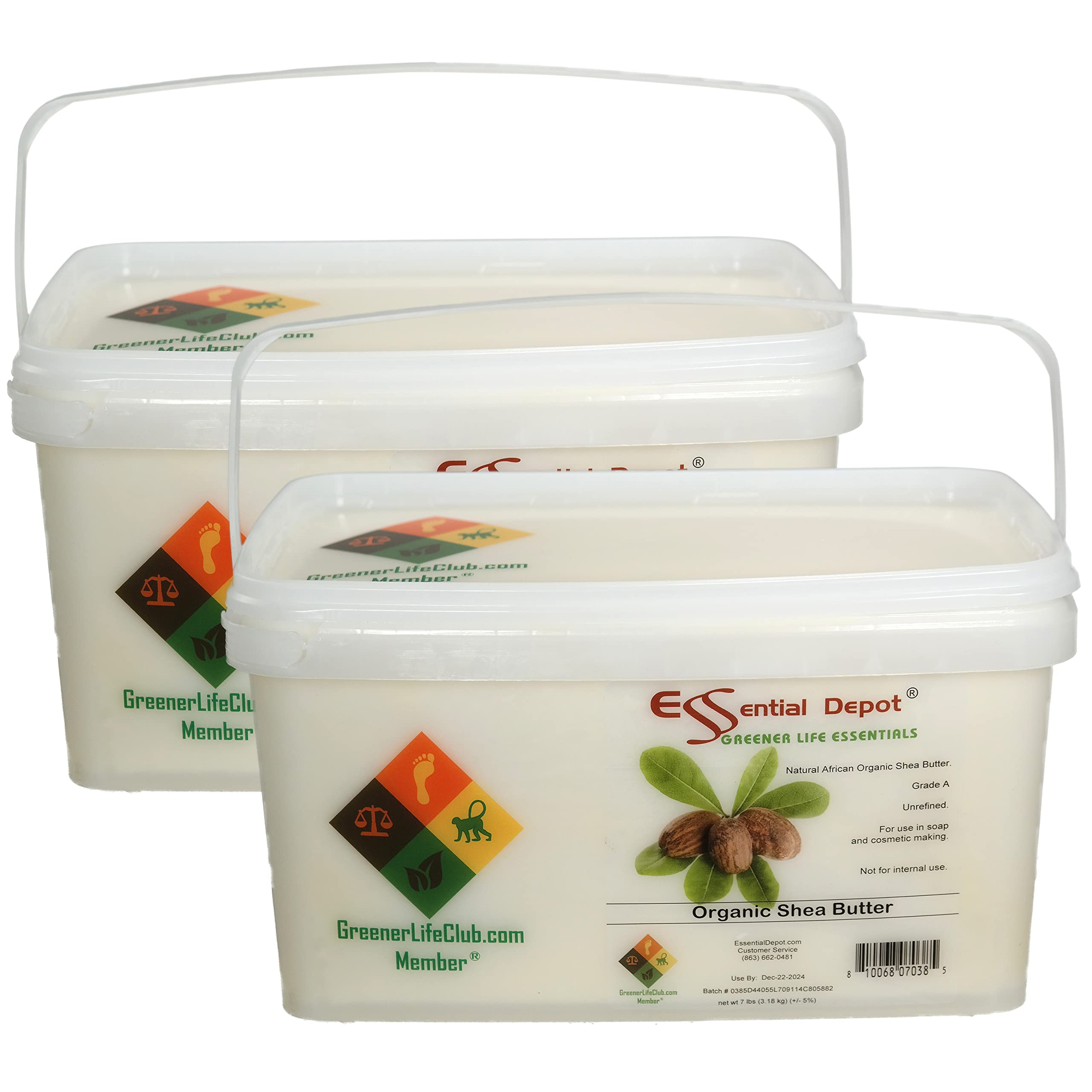 Premium Organic Unrefined Shea Butter Grade A - 14 lbs (2 x 7lb) in Eco-Friendly Packaging - Perfect for DIY Skincare, Hair Care & Soap Making
