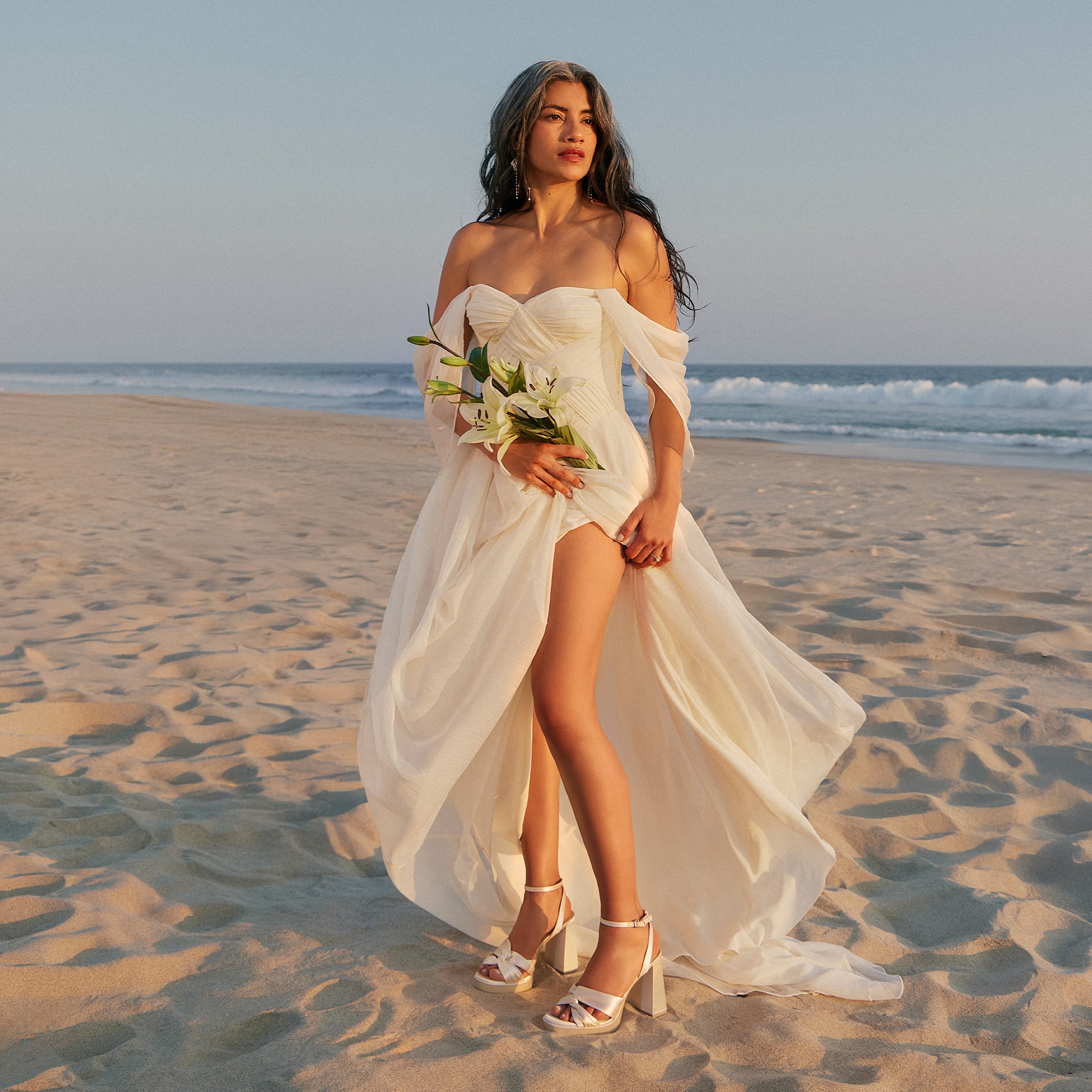 PARLO Ivory Satin Heels for Women - Elegant High Heel Sandals for Weddings, Parties & Special Occasions