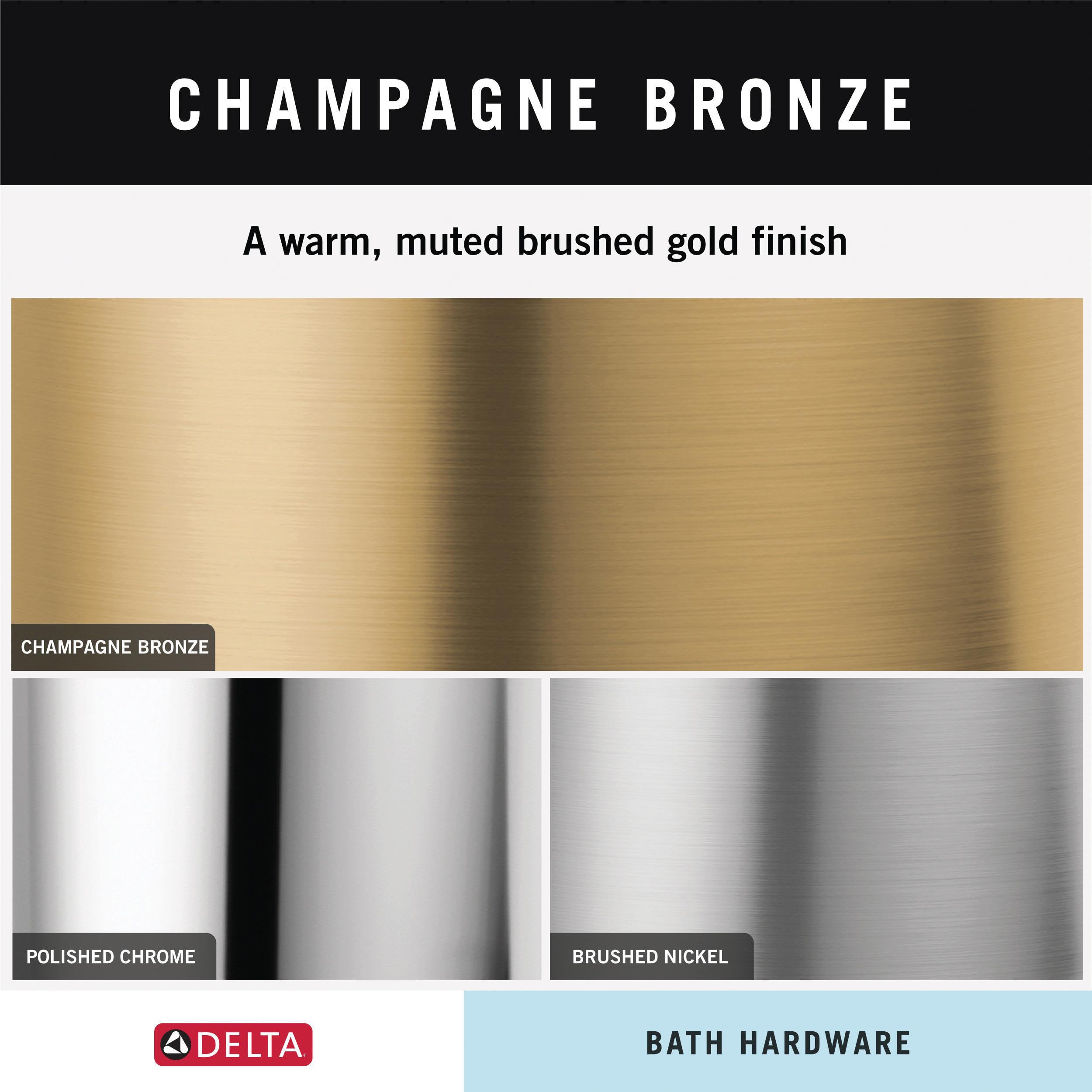 Delta Lahara 1-Pack Champagne Bronze Toilet Paper Holder - Wall-Mounted Pivoting Tissue Roll Holder for Bathroom Organization (73850-CZ) | Perfect for Modern Bathrooms, Powder Rooms & Guest Baths