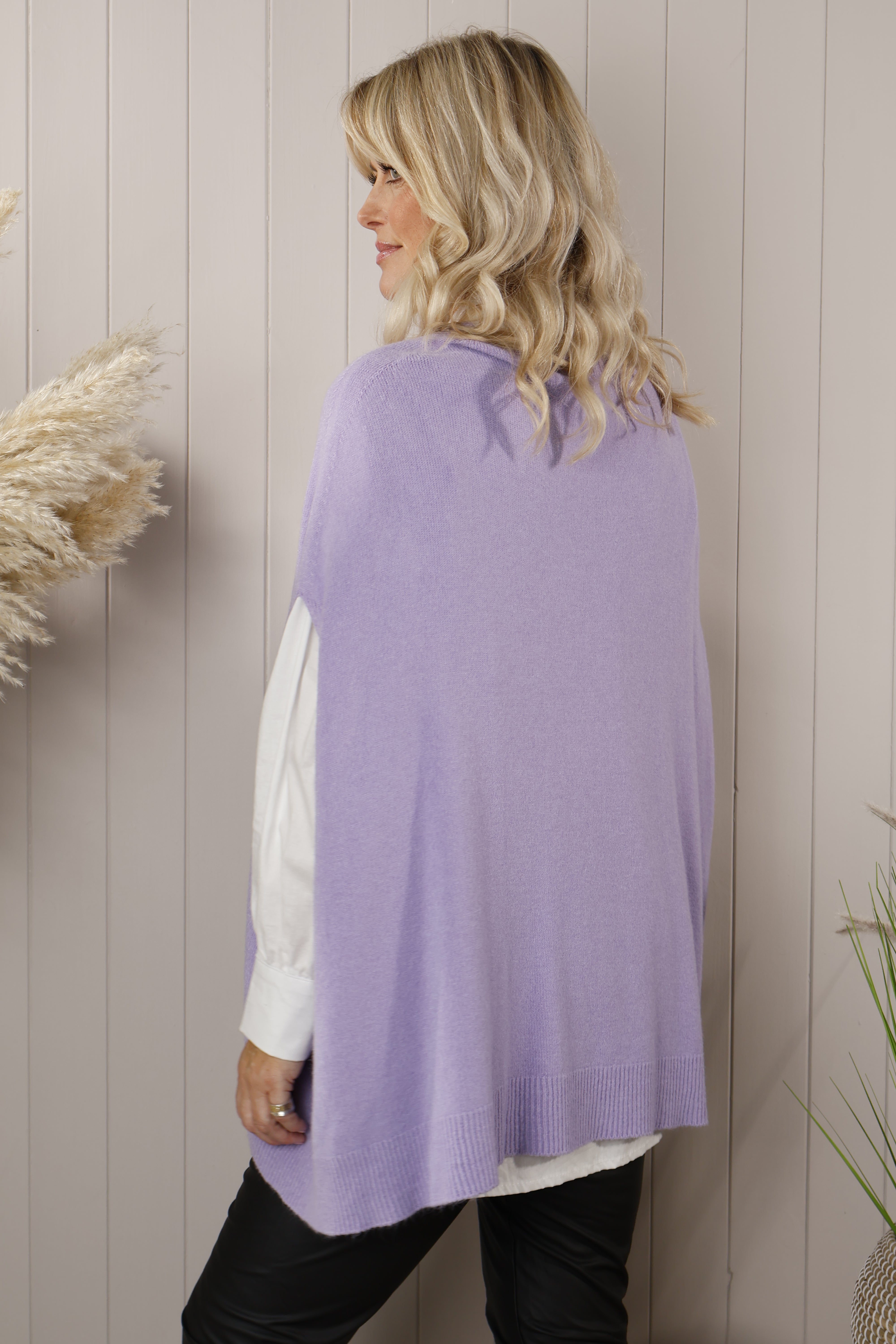 Keely Women's Poncho Top in Lilac - Stylish & Comfortable Knitwear for Fall & Winter Layering