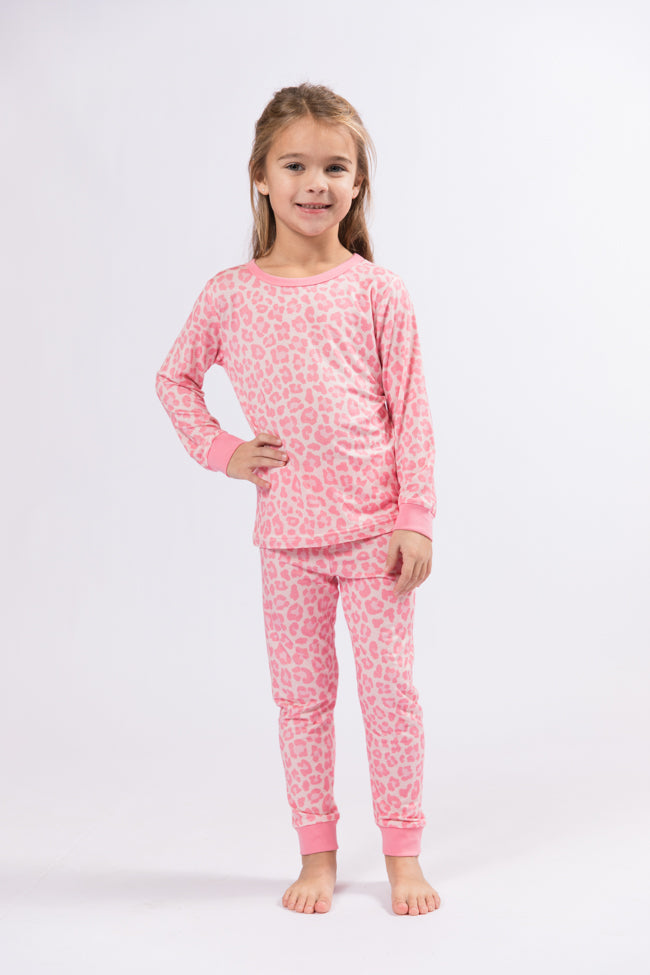 Kids' Sweet Dreams Pink Leopard Print Pajama Set - Soft & Cozy Sleepwear for Girls | Perfect for Bedtime, Sleepovers & Loungewear