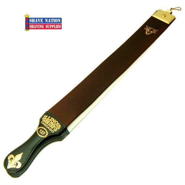 Premium Illinois Razor Strop #127 - Genuine Leather Honing Strop for Straight Razors - Perfect for Barbers & Shaving Enthusiasts - Ideal for Home Grooming & Professional Barber Shops