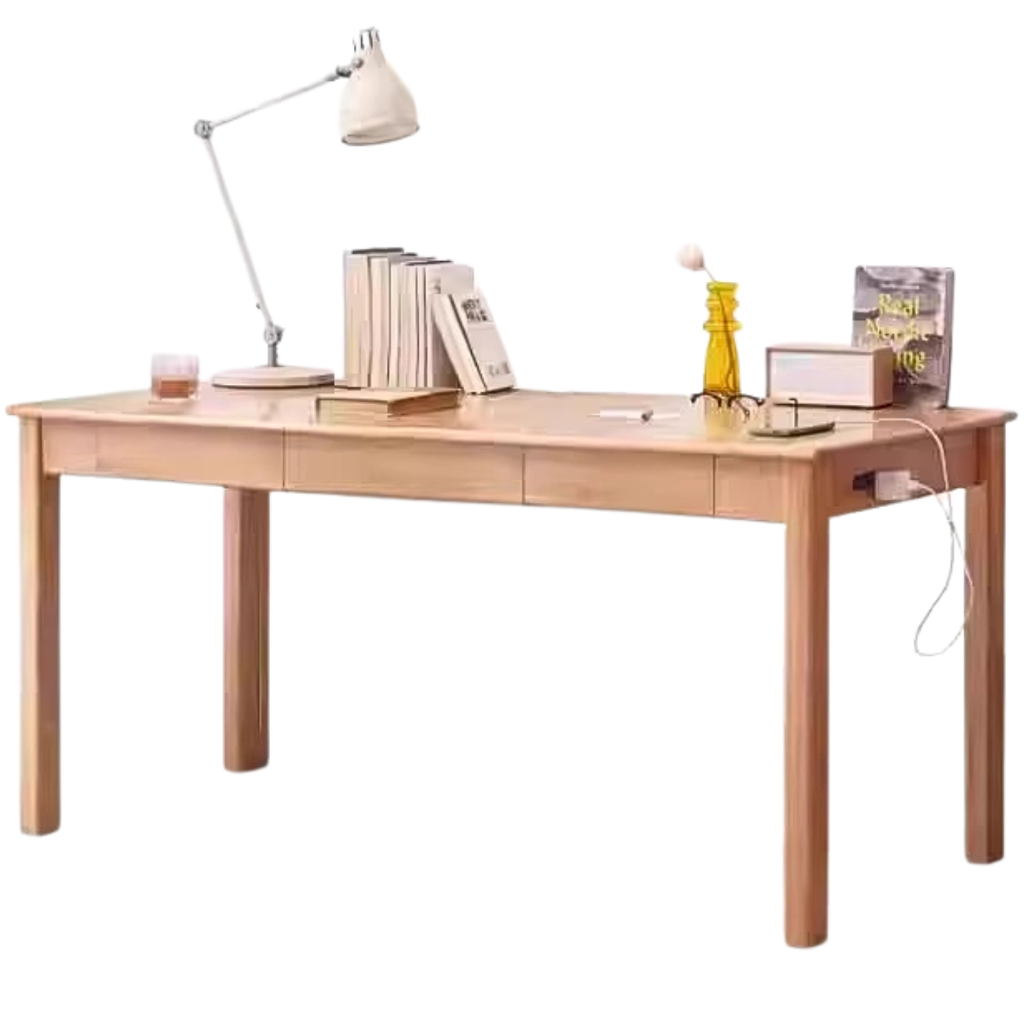 Premium Solid Oak & Ash Wood USB Office Desk - Modern Home & Workspace Furniture for Productivity & Organization | Perfect for Remote Work, Study & Office Setup