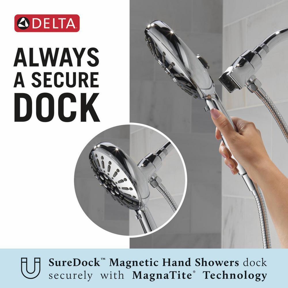 7-Setting SureDock Magnetic Hand Shower with Lumicoat Chrome Finish (Model 54910 PR PK Delta) - Perfect for Bathroom, Spa, and RV Use