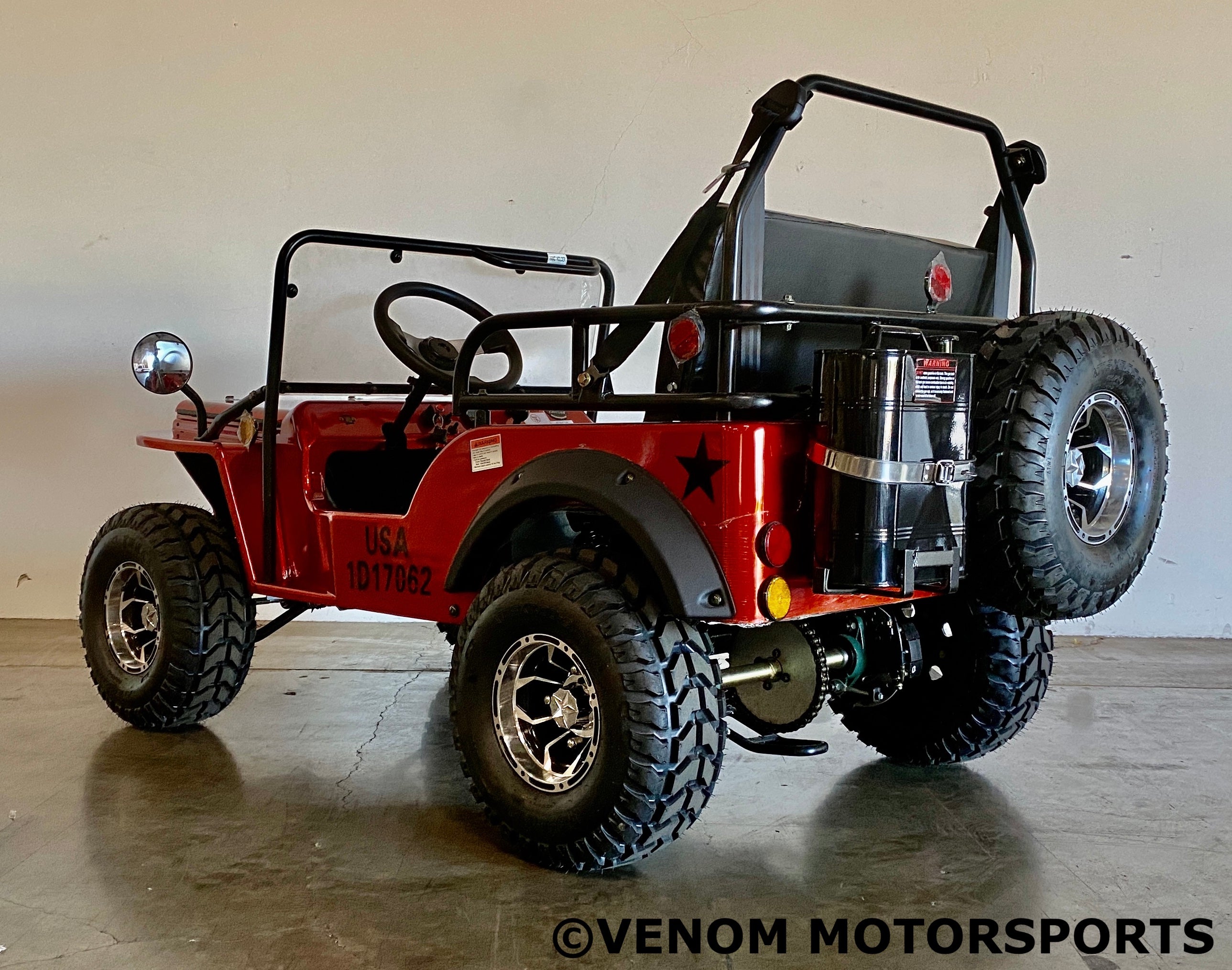 Venom Mini Jeep 125cc 2-Seater Off-Road Vehicle - Willys Edition with 3-Speed Transmission | Perfect for Kids & Adults, Backyard Adventure, Camping & Trail Riding