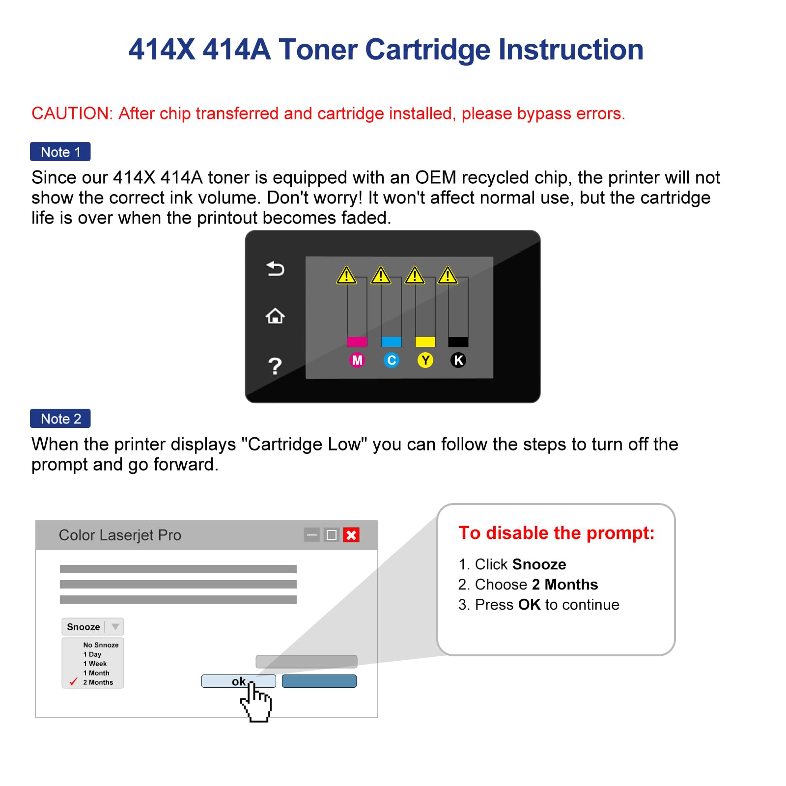 HP 414X 414A Compatible Toner Cartridge 4-Pack (C/M/Y/BK) - Replacement for HP Color LaserJet Pro MFP M479fdw, M454dw, M480f, M455dn - High Yield Printing for Office & Home Use