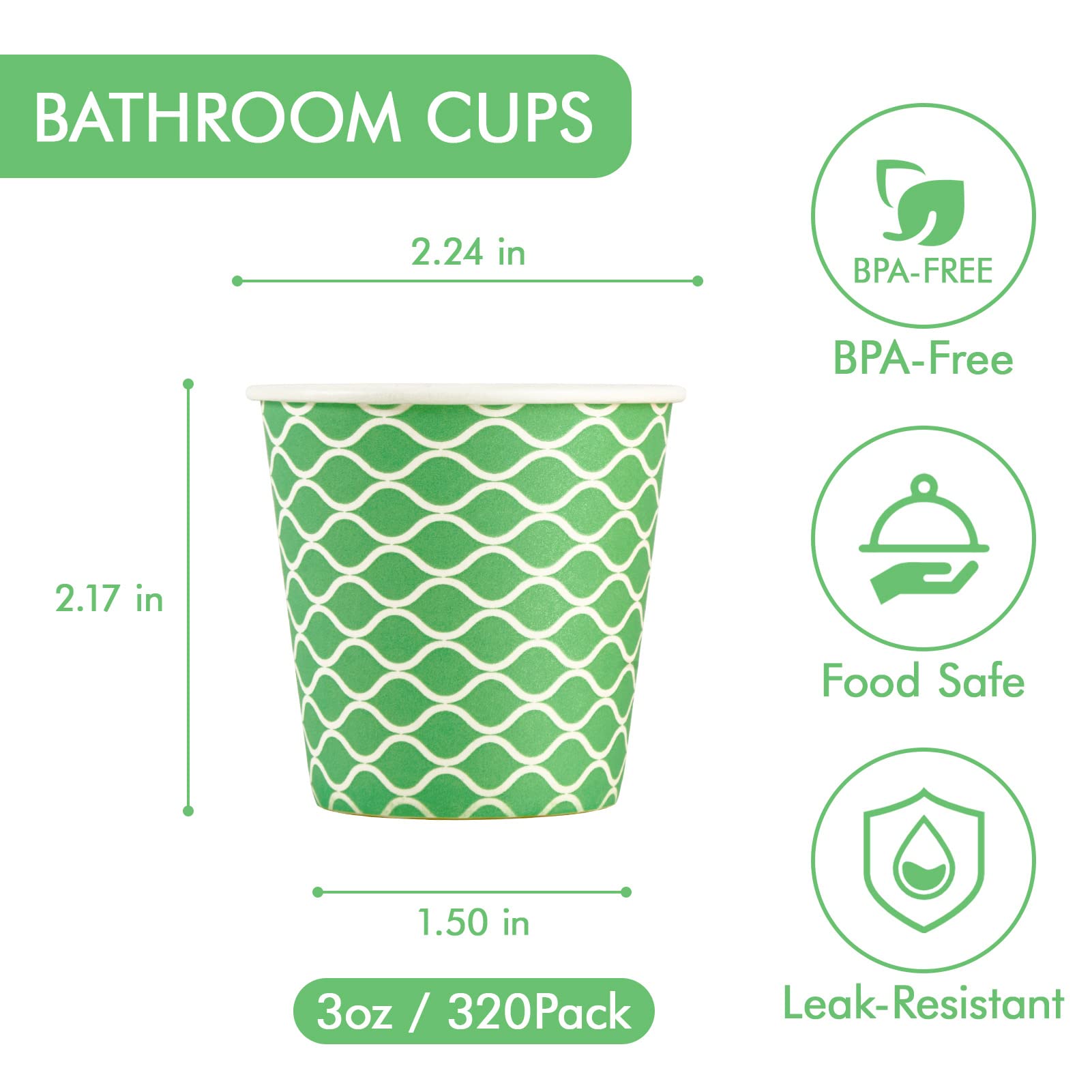 LITOPAK 320 Pack 3 oz Disposable Paper Cups - Colorful Small Bathroom & Drinking Cups for Home, Party, Picnic, Events | Perfect for Beverages, Snacks, Mouthwash & Toothbrush Holders