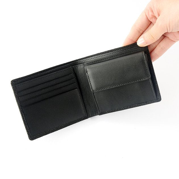 Premium Japanese Deerskin Leather Wallet with Urushi Lacquer - Crane & Turtle Design in Gray & Black | Handmade in Japan | Elegant Fold Wallet for Men & Women | Perfect for Gifts, Travel & Everyday Use