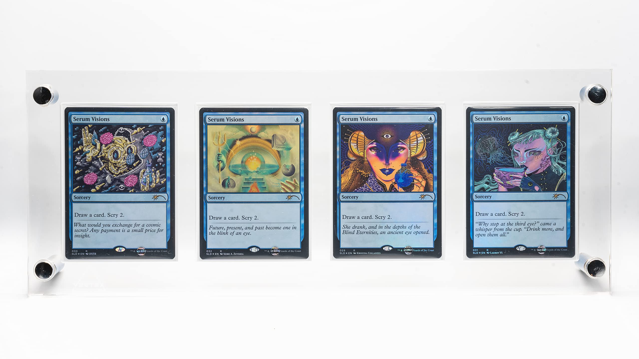 4-Slot Clear Acrylic Trading Card Display Stand with UV Protection - Perfect for Pokemon, Magic, and Sports Card Collections - Ideal for Showcasing Valuable Cards at Home or in Stores