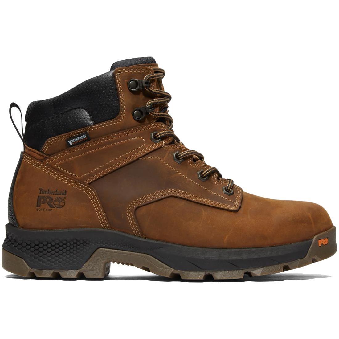 Titan EV 6 Inch Soft Toe Waterproof Work Boots for Men - Brown Safety Shoes for Construction, Hiking & Outdoor Work - Slip Resistant & Comfortable