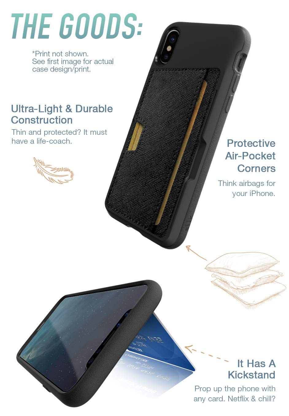 Smartish Sappho's Case for iPhone X/XS - Slim Protective Wallet Case with Kickstand & Credit Card Holder | Wallet Slayer Vol 2 | Perfect for Everyday Use, Travel & Hands-Free Viewing