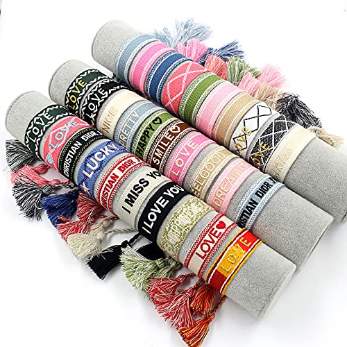 Stylish COLORFUL BLING Woven Friendship Bracelets - Adjustable LOVE Knitted Word Embroidery Rope Bracelet for Women | Perfect Gift for Best Friends, Birthday, Anniversary & Everyday Wear