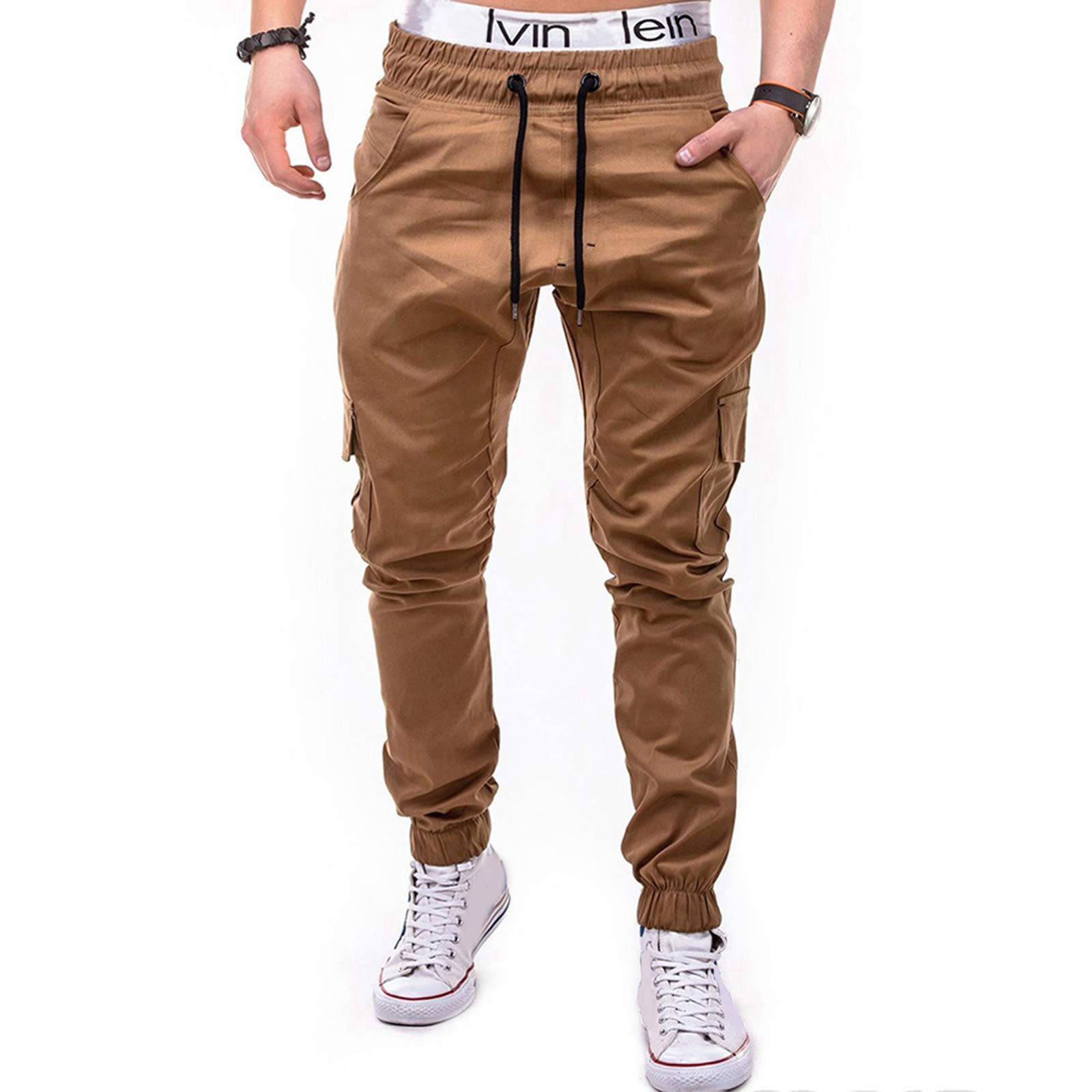 WOCACHI Men's Joggers Pants - Color Block Patchwork Athletic Pants with Side Stripes for Gym, Running, Workout & Streetwear | Comfortable Sweatpants for Casual Wear & Sports Activities