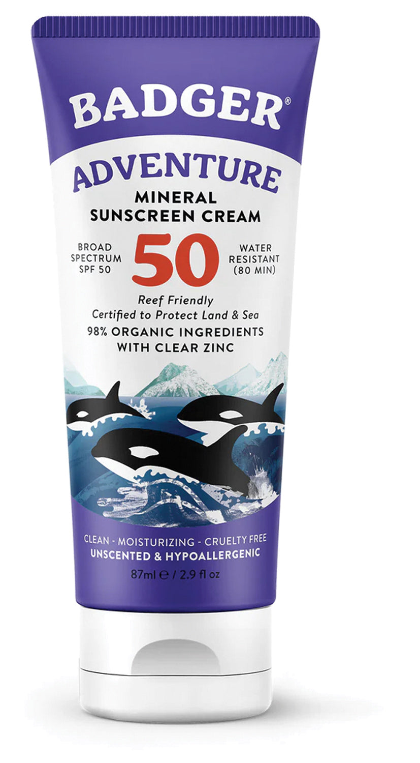 Badger SPF 50 Sport Mineral Sunscreen - Broad Spectrum Water Resistant Sunscreen for Active Outdoor Sports & Daily Protection