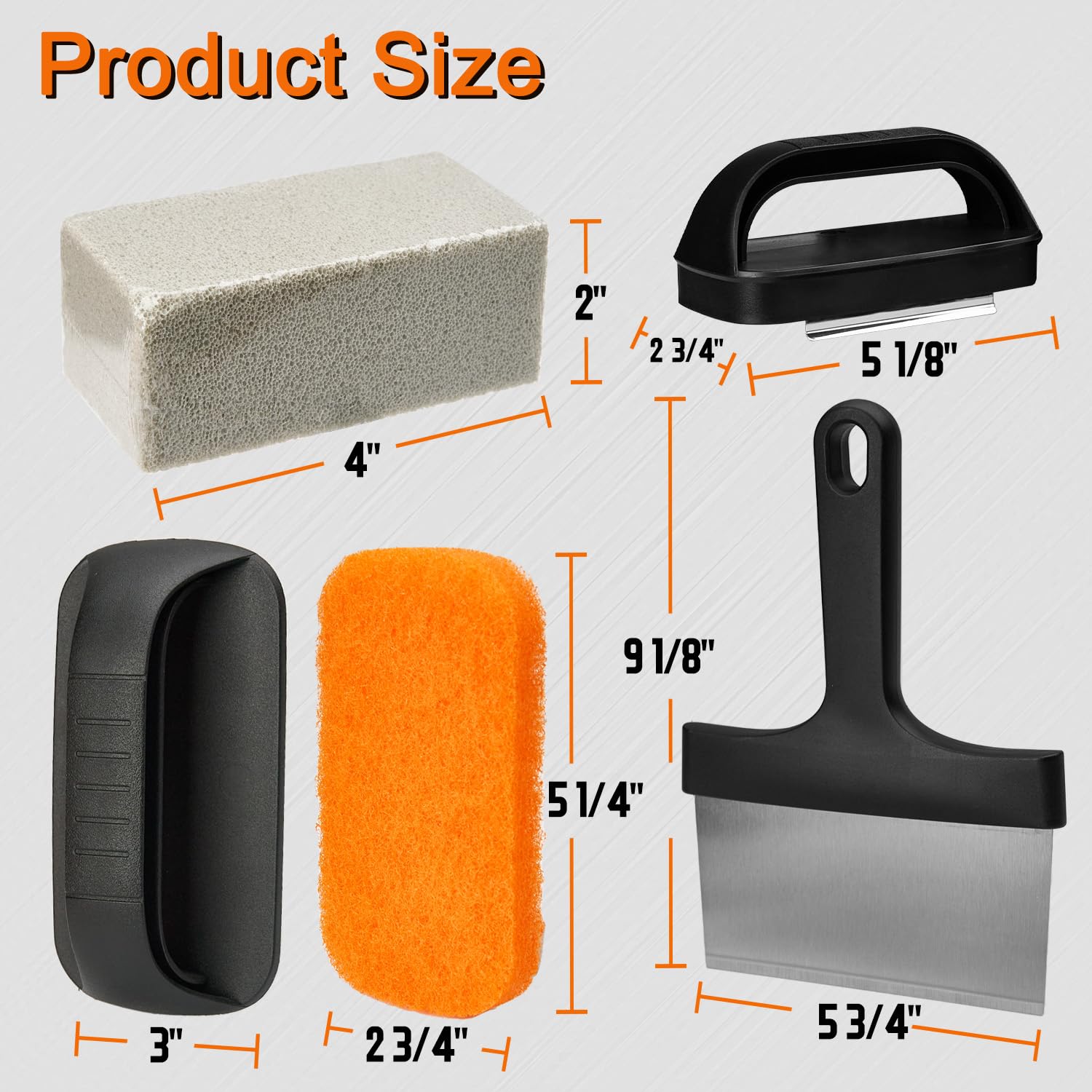 **15-Piece Griddle Cleaning Kit for Blackstone Flat Top Grill - Scraper, Cleaning Brick, Scouring Pads & Handles - Hot & Cold Surface Cleaning - Perfect for Outdoor BBQ, Camping & Backyard Cooking**