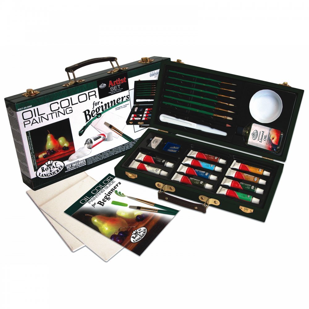 Royal & Langnickel 24-Piece Oil Painting Set for Beginners - Professional Artist Kit with Brushes, Paints & Palette (RSET-OIL3000) - Perfect for Canvas Art, Landscape Painting & Studio Work
