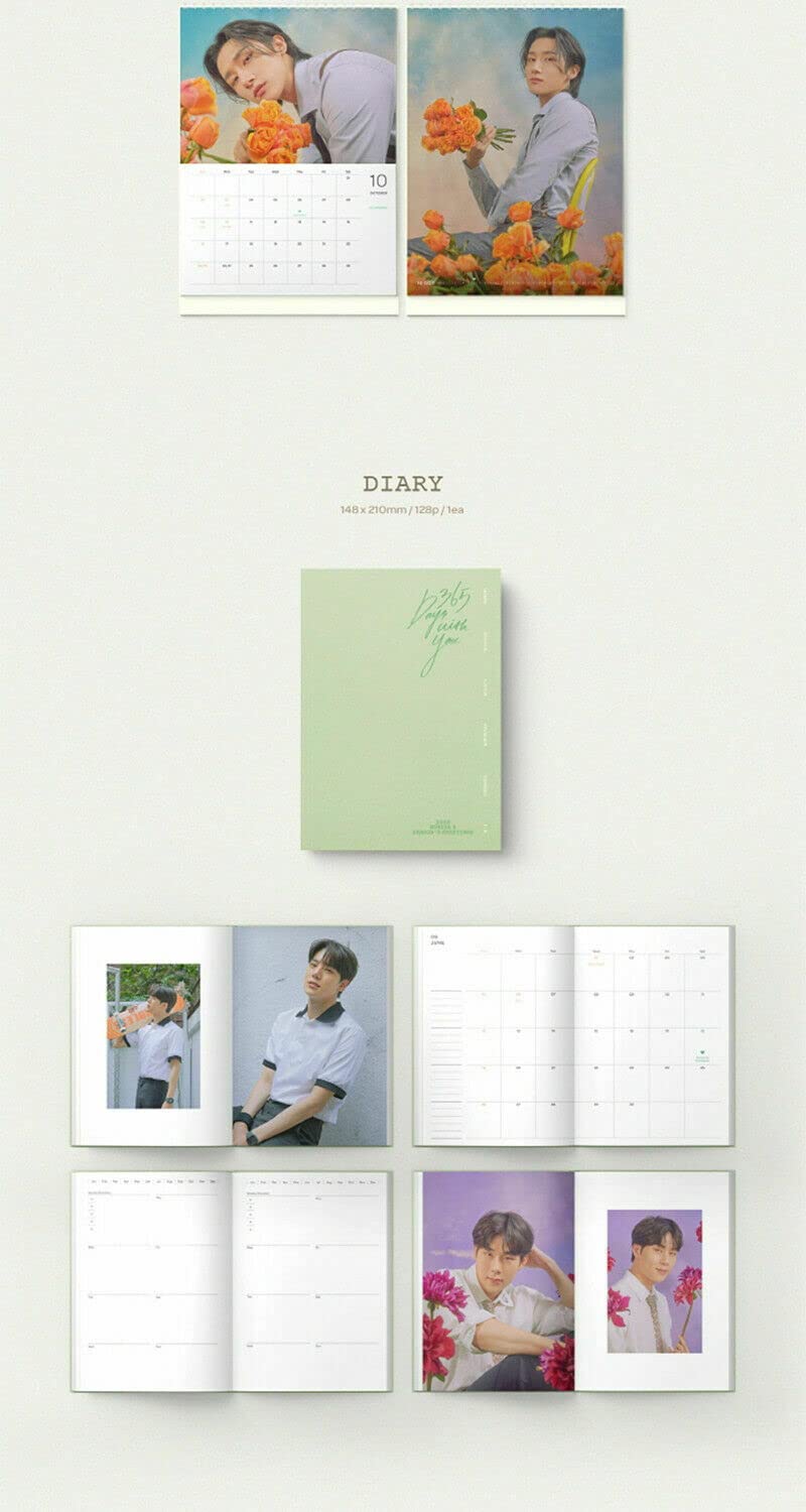 MONSTA X 2022 Season's Greetings Desk Calendar Set - Includes DVD, Diary, Photo Cards, Tickets, Slides & More - Perfect for K-Pop Fans Collectibles & Gift Giving