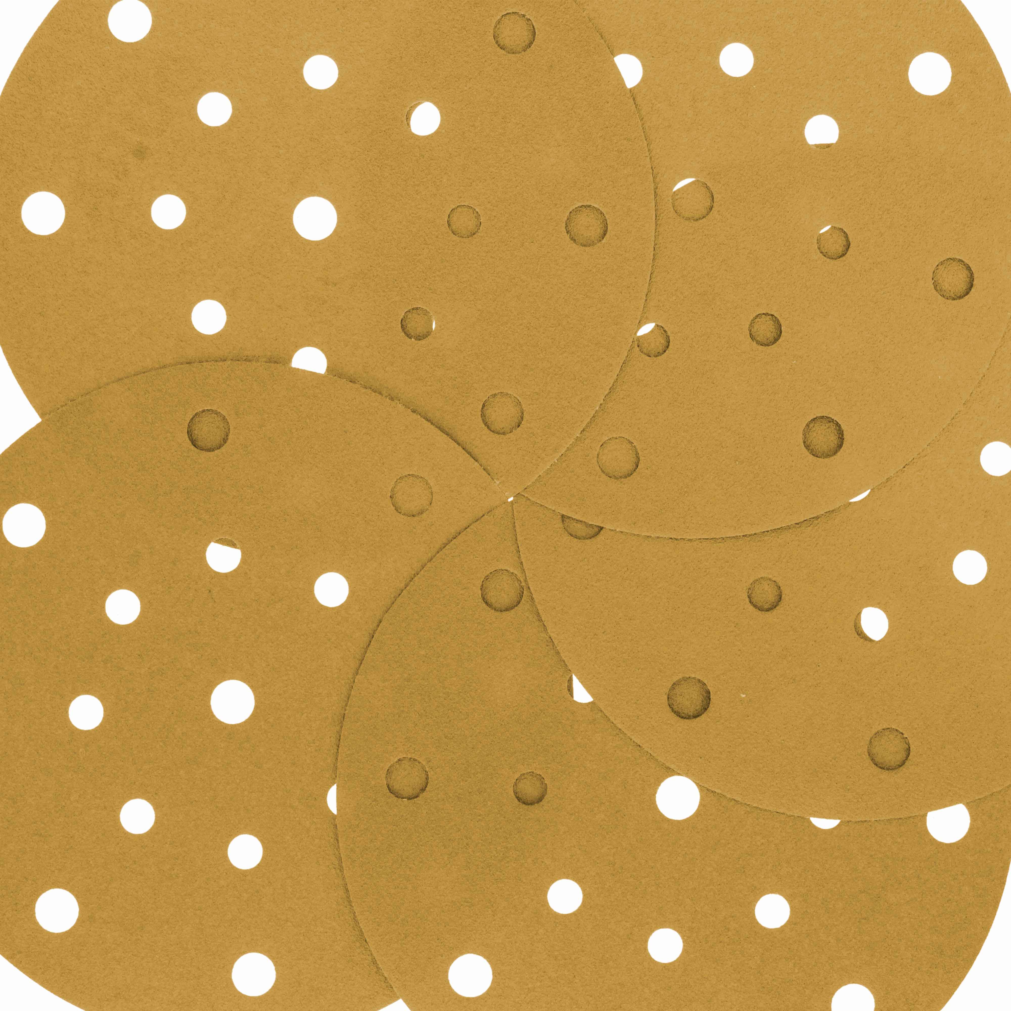 6 Gold Sanding Discs 120 Grit with 17 Hole Pattern - Hook & Loop for DA Sander - 50 Pack - Perfect for Automotive Polishing & Wood Sanding Projects
