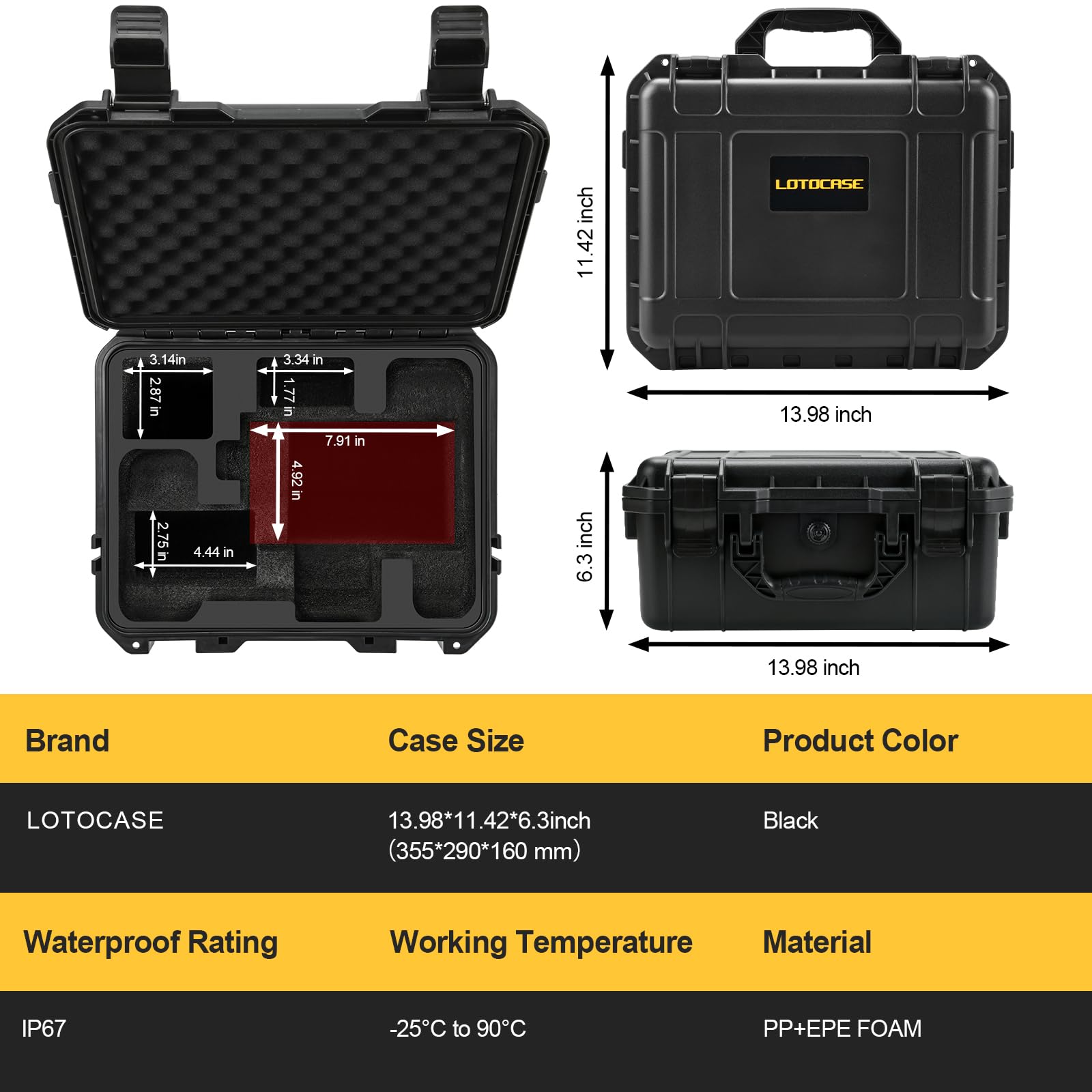 Dewalt 20V Max Cordless Drill & Impact Driver Tool Case - Waterproof Hard Storage Box for Dewalt Atomic Drill Set, Batteries & Charger (Case Only) - Perfect for Job Sites, Construction & DIY Projects