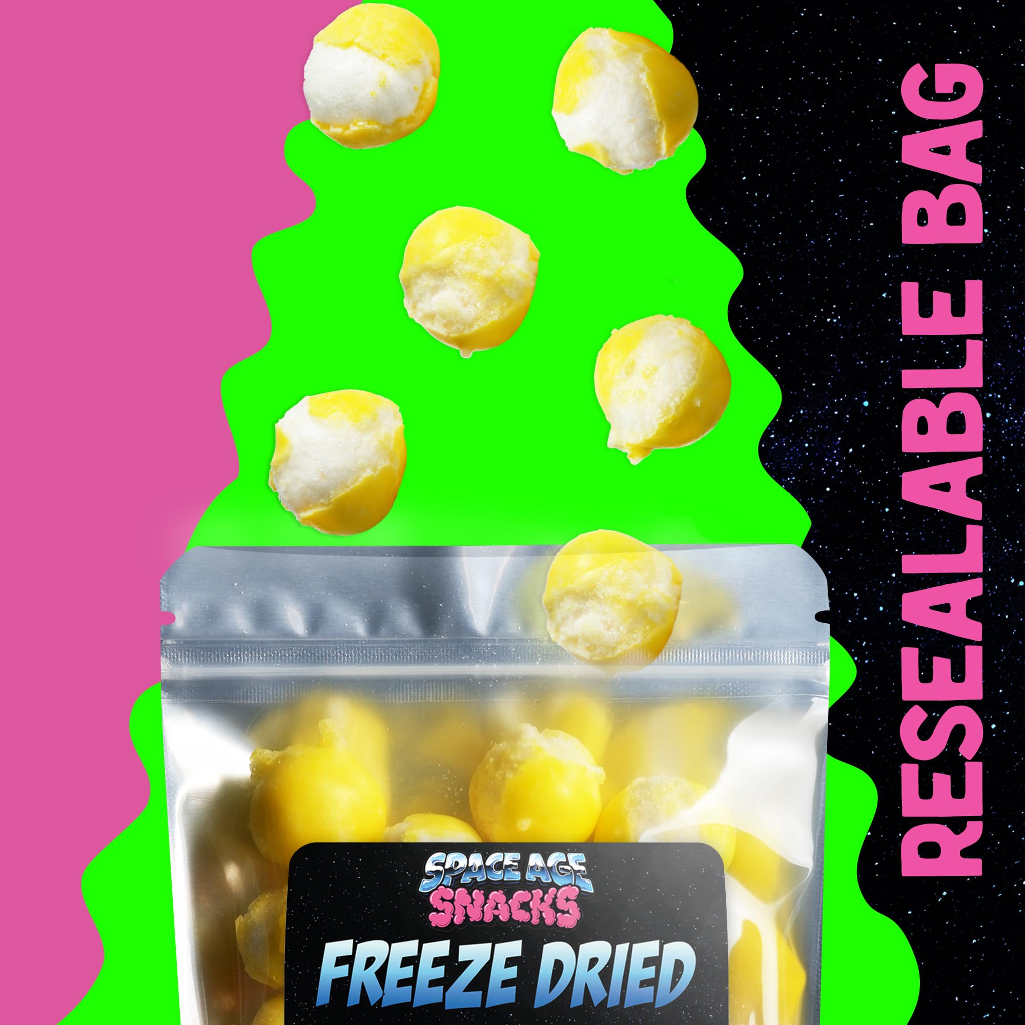 Premium Freeze Dried Lemon Stars Candy - 5oz Crunchy Space Age Snack for Kids & Adults - Perfect for Lunchboxes, Hiking, Camping & Emergency Food Storage - Individually Boxed for Freshness Protection
