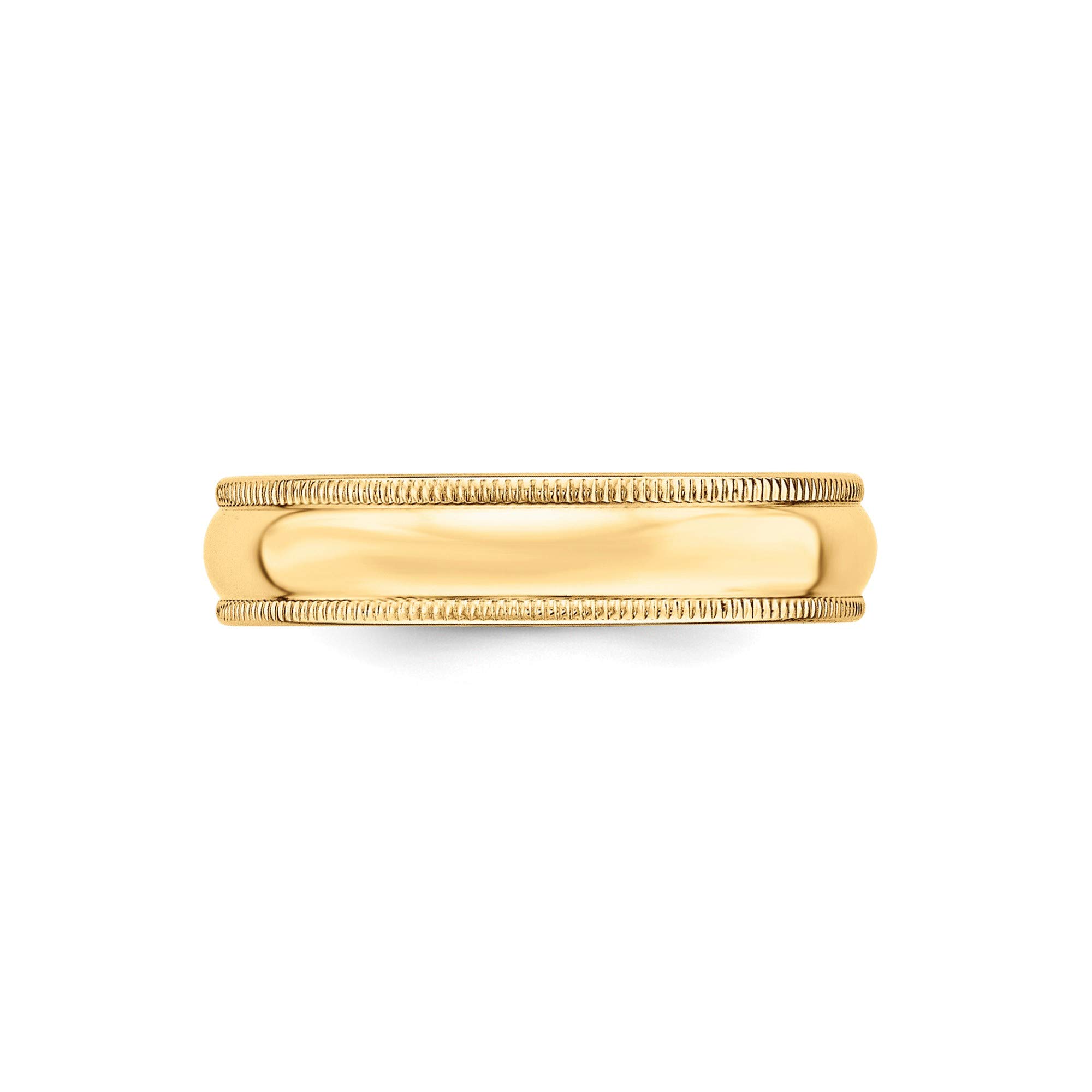 14k Yellow Gold 5mm Milgrain Band Ring - Size 8 for Women