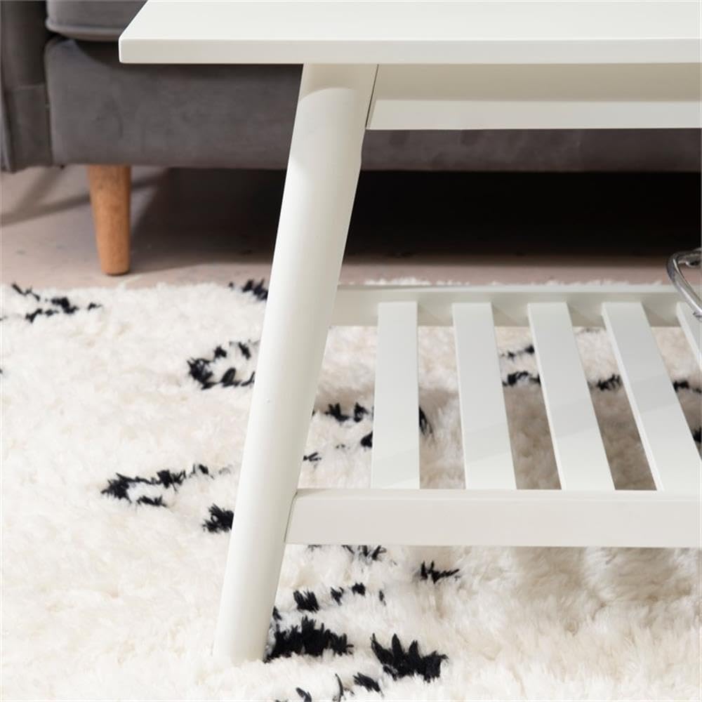 White Linon Samantha Wood Coffee Table - Stylish Living Room Centerpiece for Home Decor & Entertainment