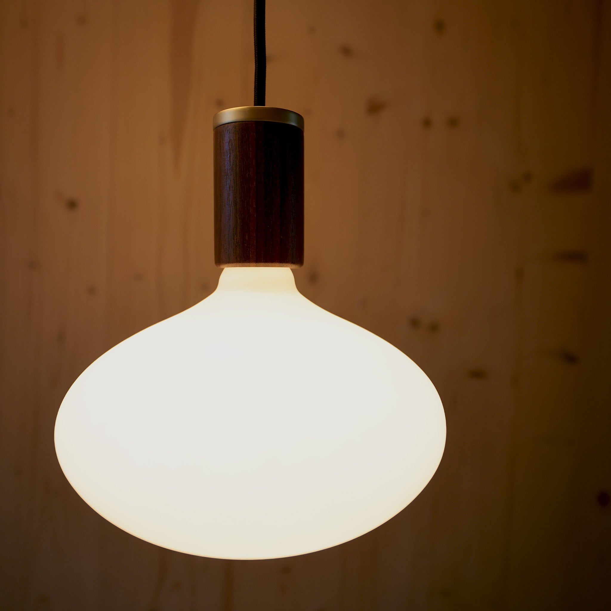 Modern Walnut Oval Pendant Light - Handcrafted Wood Ceiling Fixture for Dining Room, Kitchen Island & Bedroom Lighting