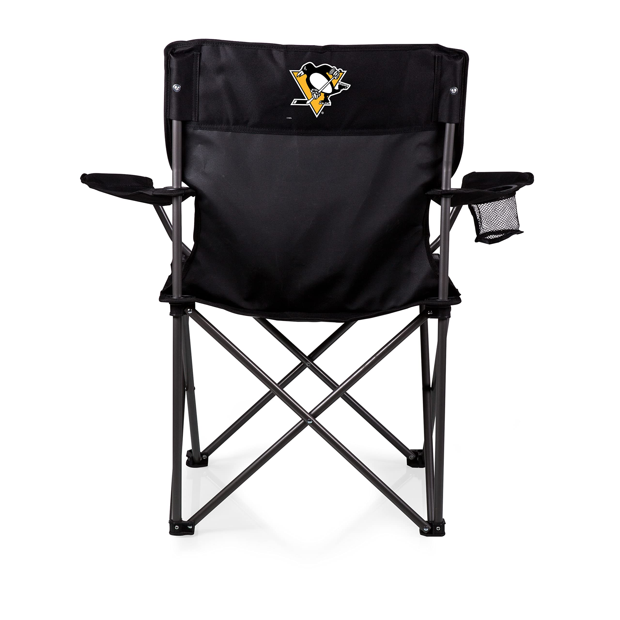 PICNIC TIME NHL PTZ Portable Folding Camp Chair - Lightweight Outdoor Picnic, Beach, Lawn, Tailgating Chair with Carry Bag (Black) - Perfect for Camping, Backyard, Sports Events & Travel