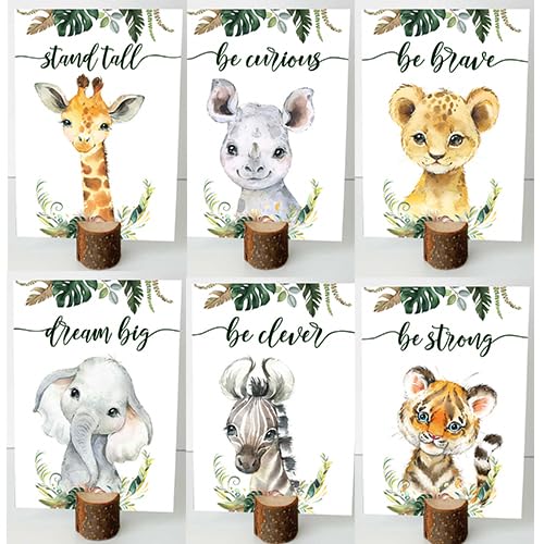 Jungle Animal Baby Shower Centerpieces & Wooden Stands - Safari Themed Table Decorations for Boys & Girls Birthday Parties - Green Jungle Party Supplies for Baby Showers, Birthdays & Themed Events