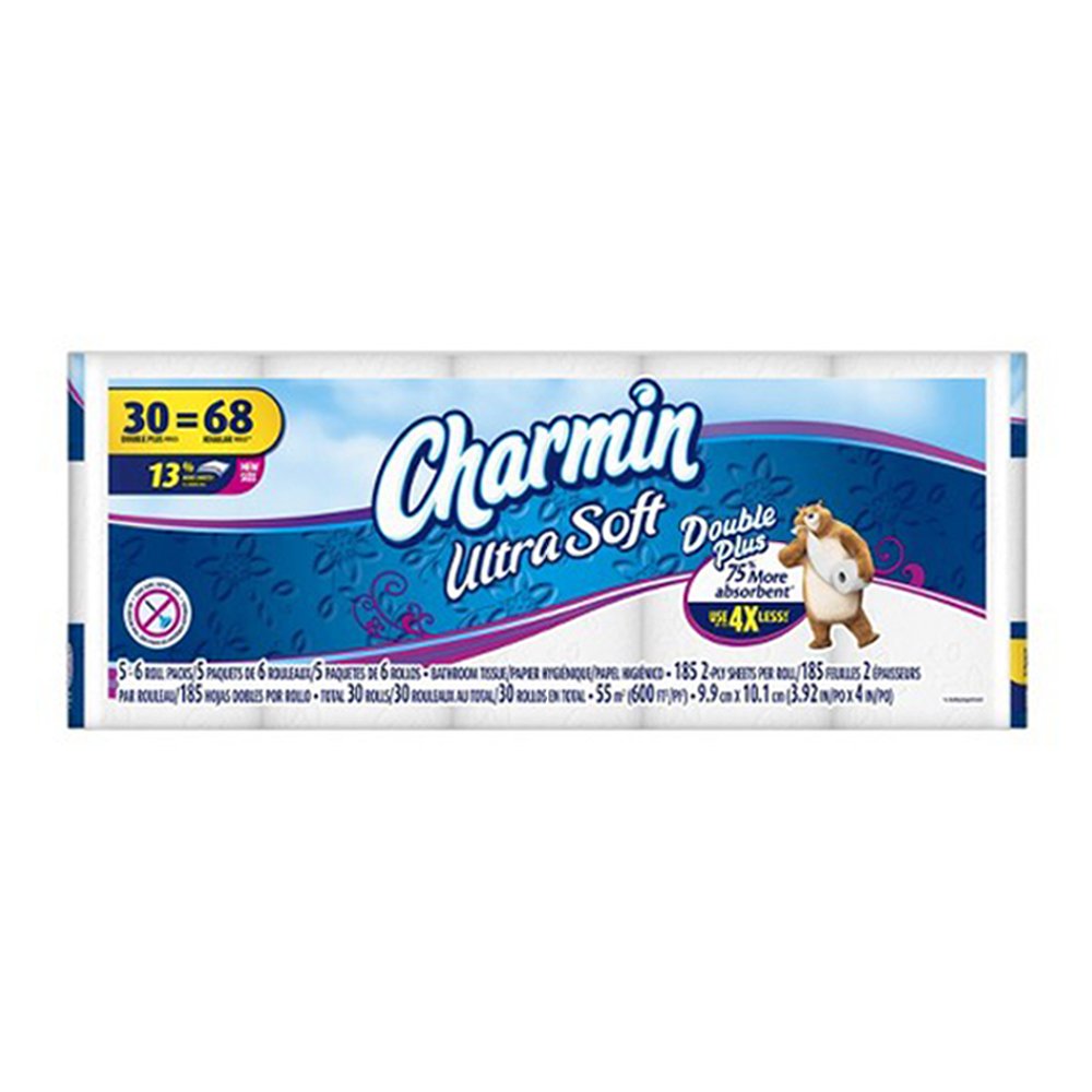 Charmin Ultra Soft Toilet Paper 30 Double Plus Rolls (Equals 68 Regular Rolls) | Premium Bath Tissue for Home & Office Use, Gentle on Skin