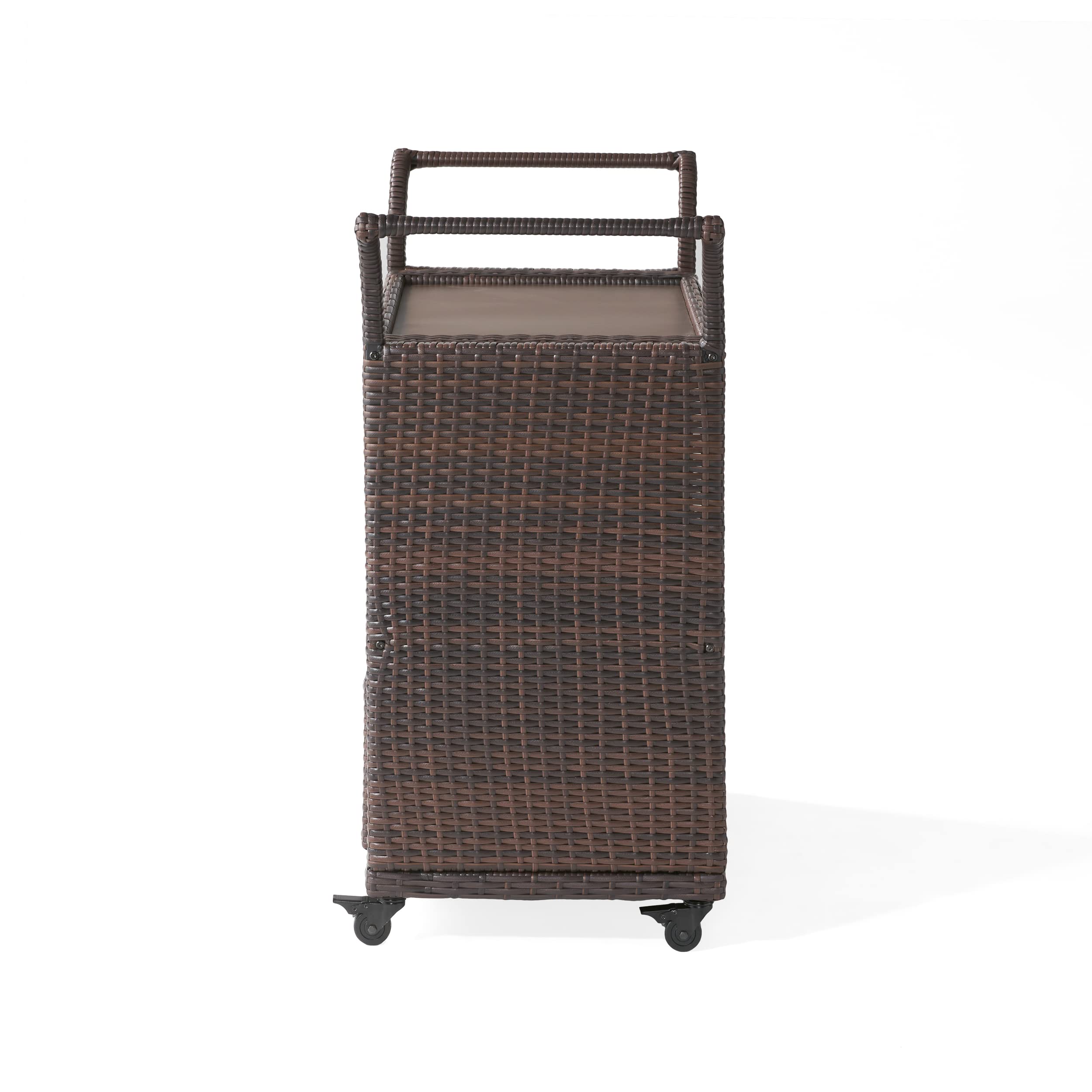 Christopher Knight Home Corona Outdoor Wicker Bar Table Cart - Multibrown Patio Furniture for Poolside, Garden, or Backyard Entertaining