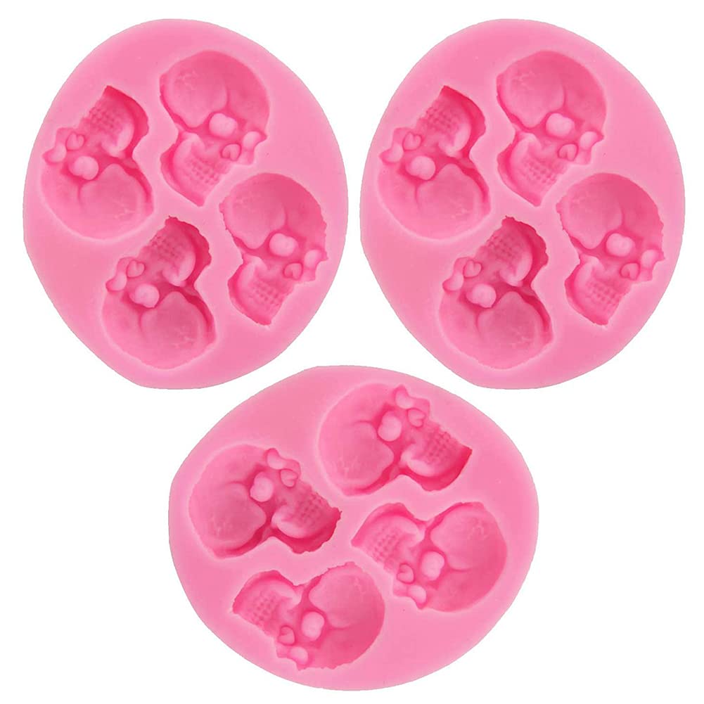 Halloween Silicone Fondant Mold Set - 3pcs Skull Chocolate Mould for DIY Candy, Cake Decorating | Perfect for Halloween Parties, Baking Projects & Spooky Treats