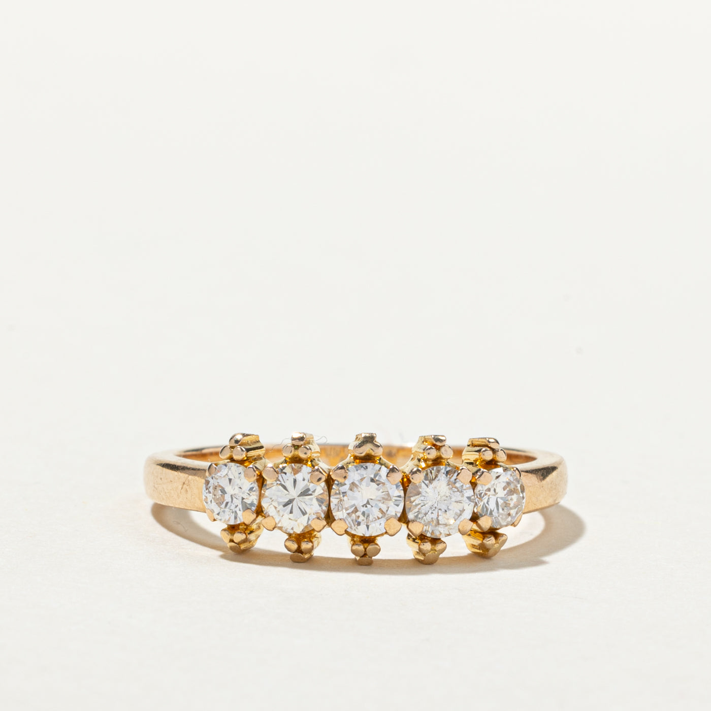10K Rose Gold Five Stone Diamond Ring | 0.75ctw | Size 9.5 | Wedding Engagement Promise Band Gift for Her | Perfect for Anniversaries, Proposals & Special Occasions