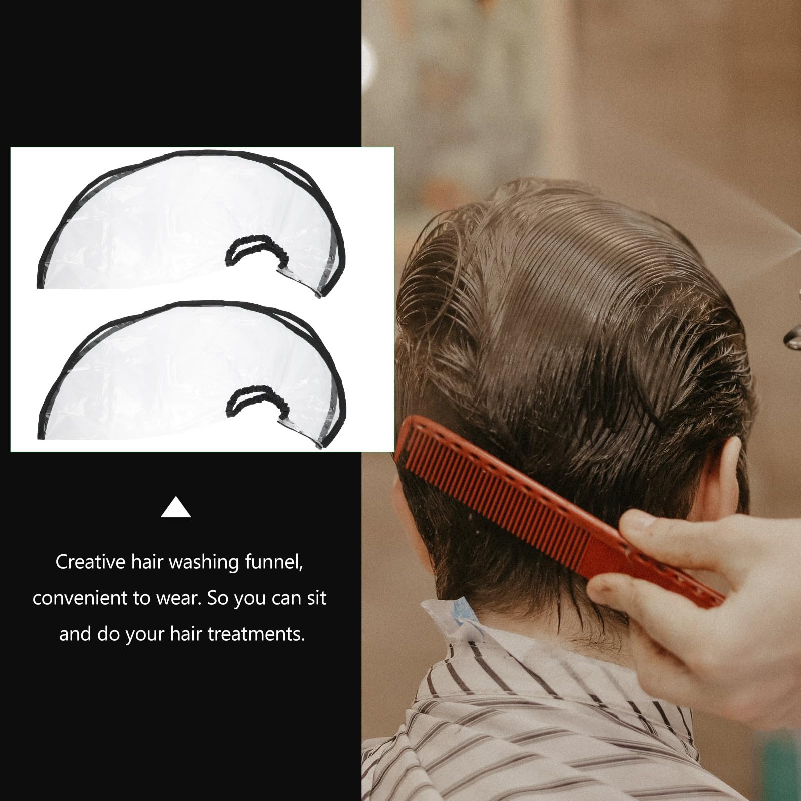 HEALLILY 2-Pack Hair Shampoo Funnel & Washing Apron - Black Hair Dye Cape & Rinse Tool for Salon, Home Care & Elderly Bathing - Ideal for Upright Position Hair Washing & Hair Coloring