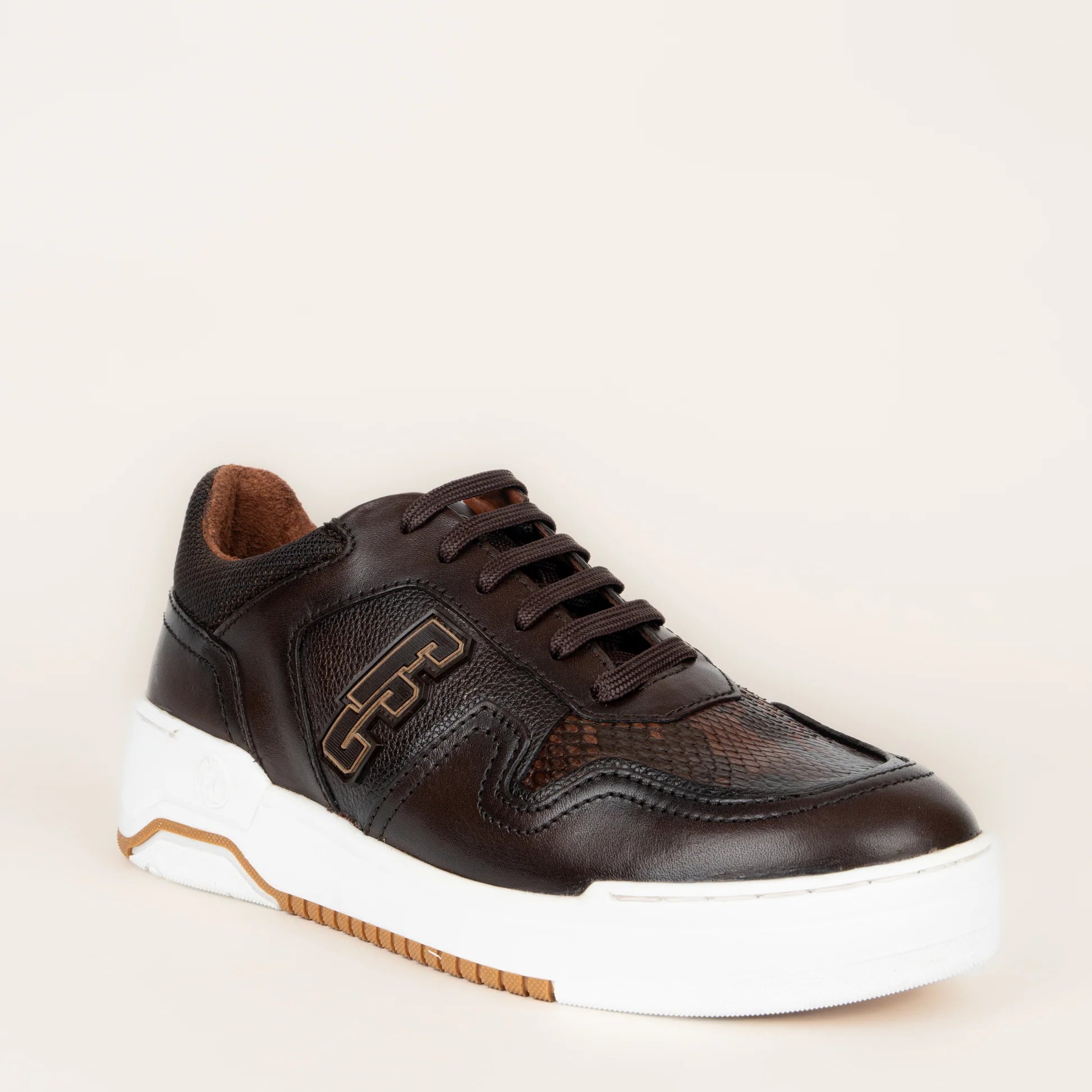 Men's Casual Fashion Python Skin Sneakers - 54QPBTS Cuadra Chocolate Color | Perfect for Streetwear, Daily Wear & Outdoor Activities