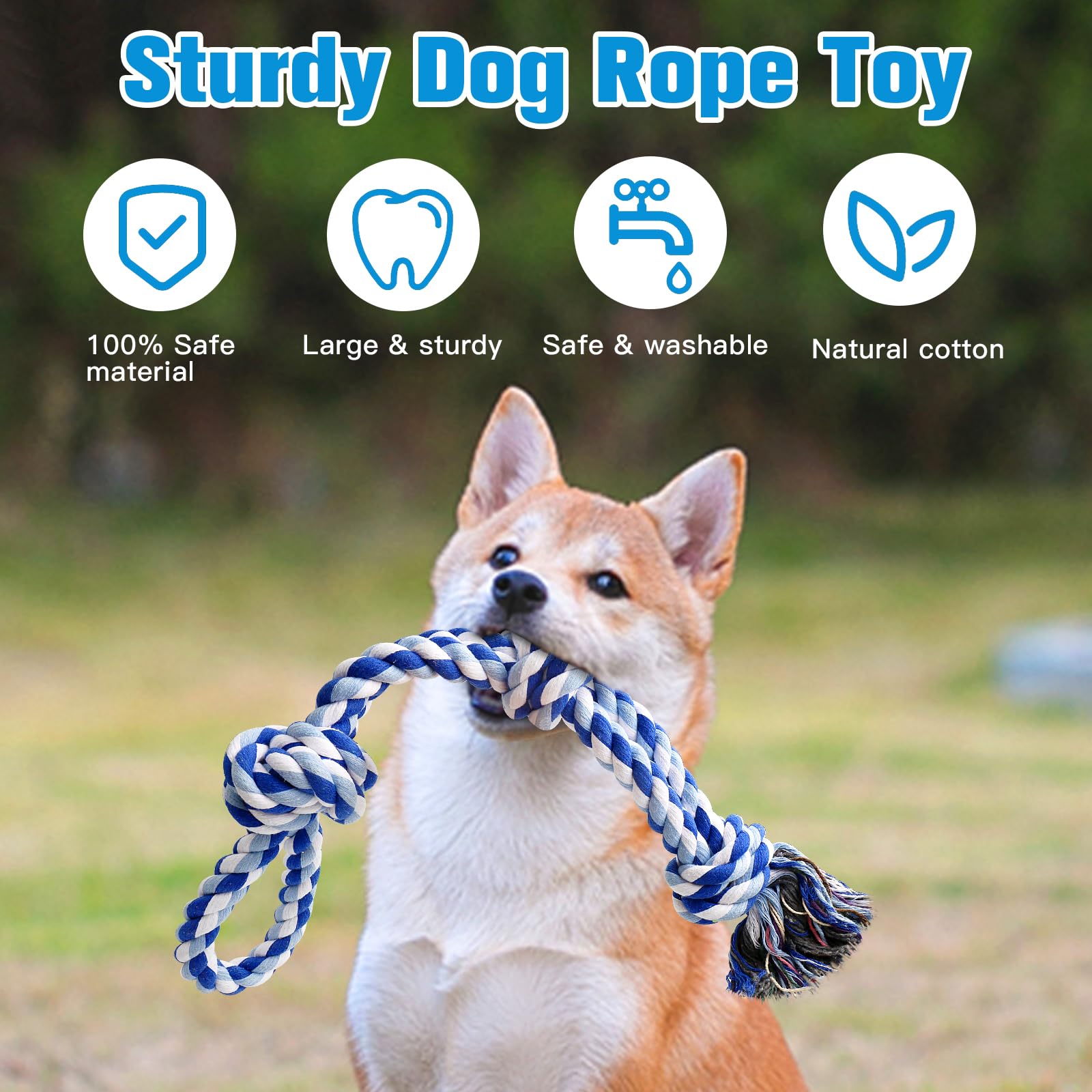 UPSKY Durable Dog Rope Toys - 2 Pack Nearly Indestructible Chew Toys for Medium & Large Breed Dogs | Dental Cleaning, Tug-of-War, Teething Relief | Perfect for Aggressive Chewers & Boredom Busters - Great for Playtime, Training & Outdoor Activities