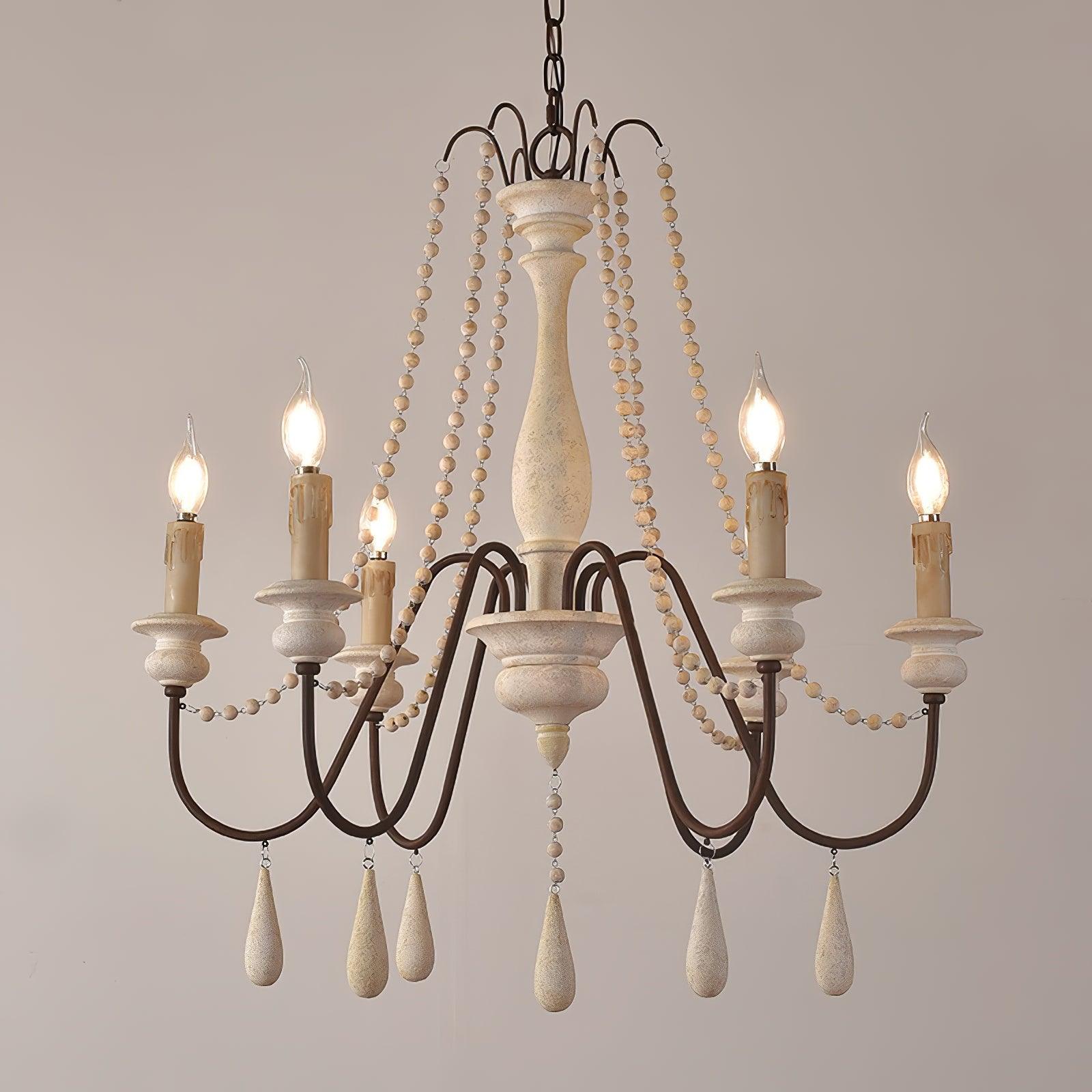 Elegant Beaded Chandelier with Candle-Style Lights - Perfect for Dining Room, Bedroom, or Living Room Decor