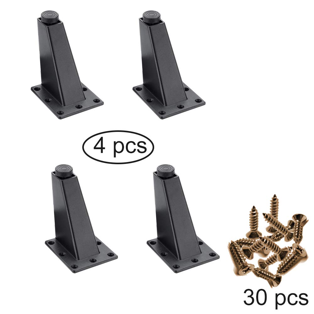 4 Pack Black Furniture Legs - Aluminum Alloy Adjustable Feet for Beds, Tables, Desks & Sofas - Heavy Duty & Rustproof with Screws Included - Perfect for Home, Office & DIY Furniture Projects