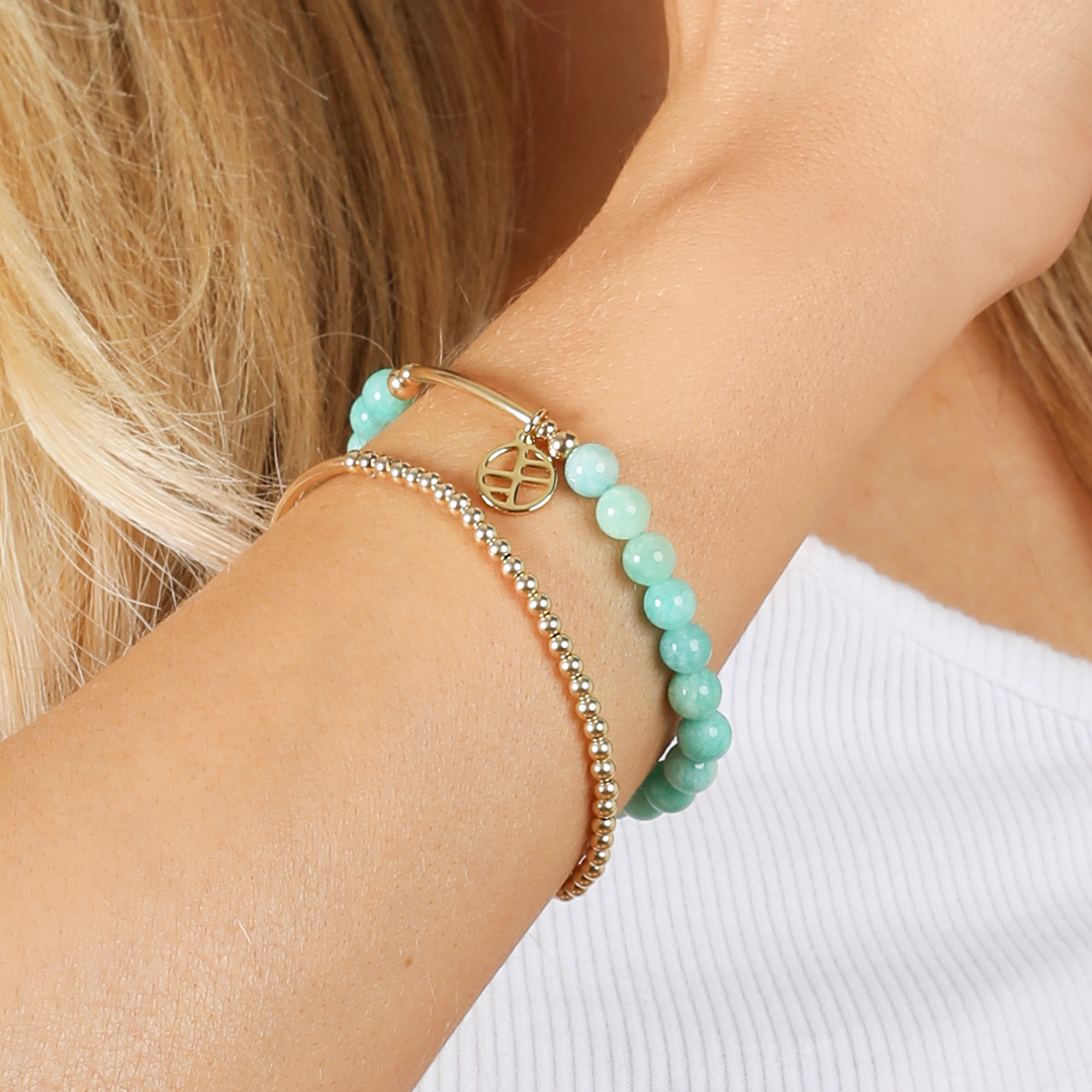 Amazonite Charm Bracelet - Stone of Courage & Confidence - Healing Crystal Jewelry for Women - Boho Style Beaded Bracelet - Perfect for Meditation, Yoga & Positive Energy