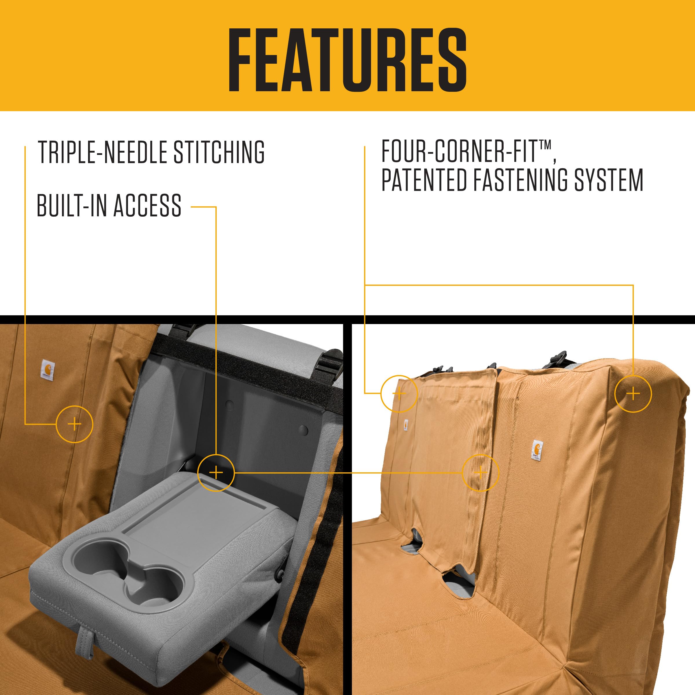 Carhartt Universal Bench Seat Cover - Heavy Duty Black Truck & SUV Seat Protector for Work, Camping & Outdoor Adventures