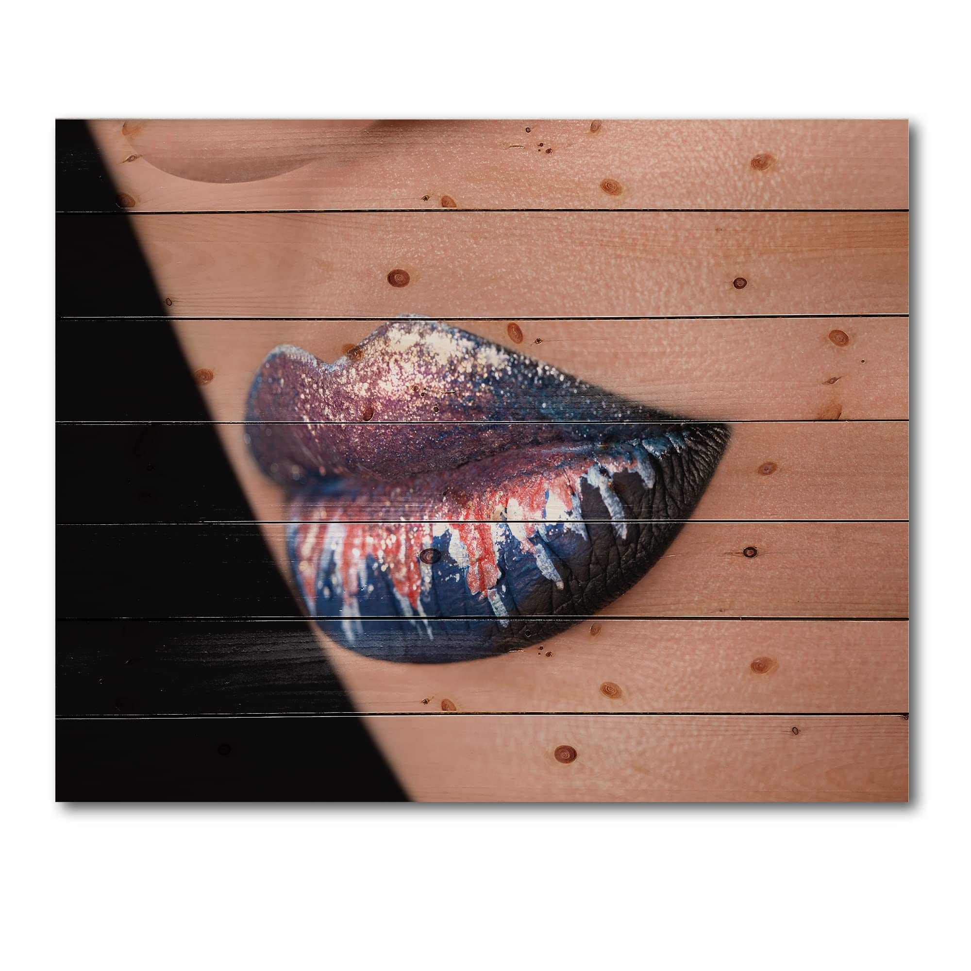 Modern Blue Wood Wall Art - Printed Pine Decor for Living Room & Bedroom