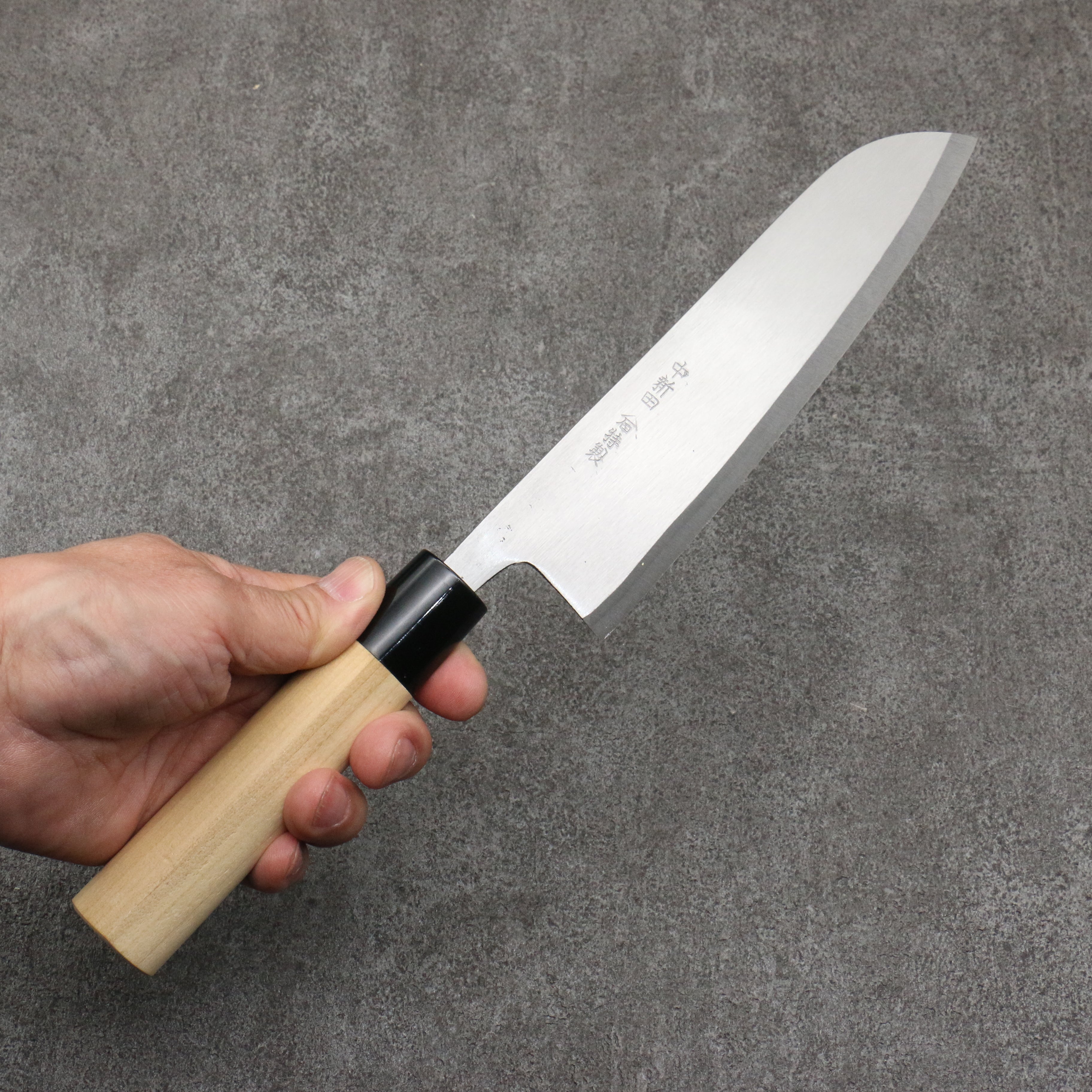 Premium Nakaniida White Steel No.2 Santoku Knife 165mm - Japanese Chef Knife with Magnolia Wood Handle - Perfect for Slicing, Dicing & Chopping Vegetables, Meat & Fish