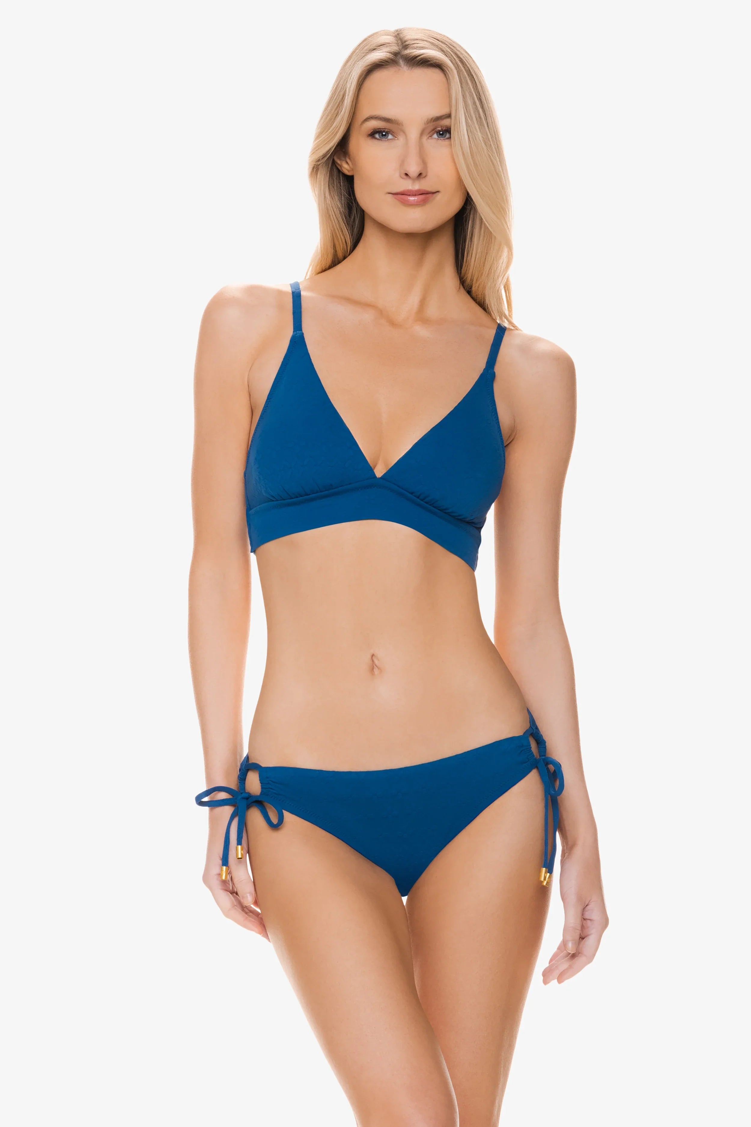 Tunnel Side Hipster Women's Underwear | Jacquard Textured High Waist Panties in Marine Blue - Comfortable for Daily Wear & Yoga
