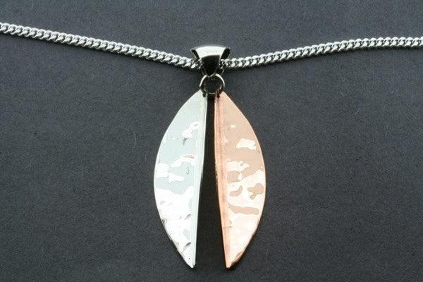 Large Angled Silver/Copper Pendant Necklace with 60cm Link Chain - Elegant Jewelry for Women, Perfect for Parties, Weddings & Everyday Wear