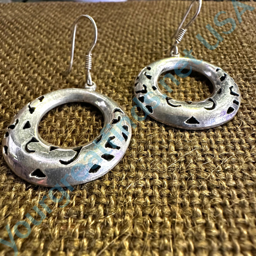 Vintage Mexican Sterling Silver Calar Hoop Earrings for Women - Handmade Pierced Dangle Earrings for Everyday Wear, Parties & Special Occasions