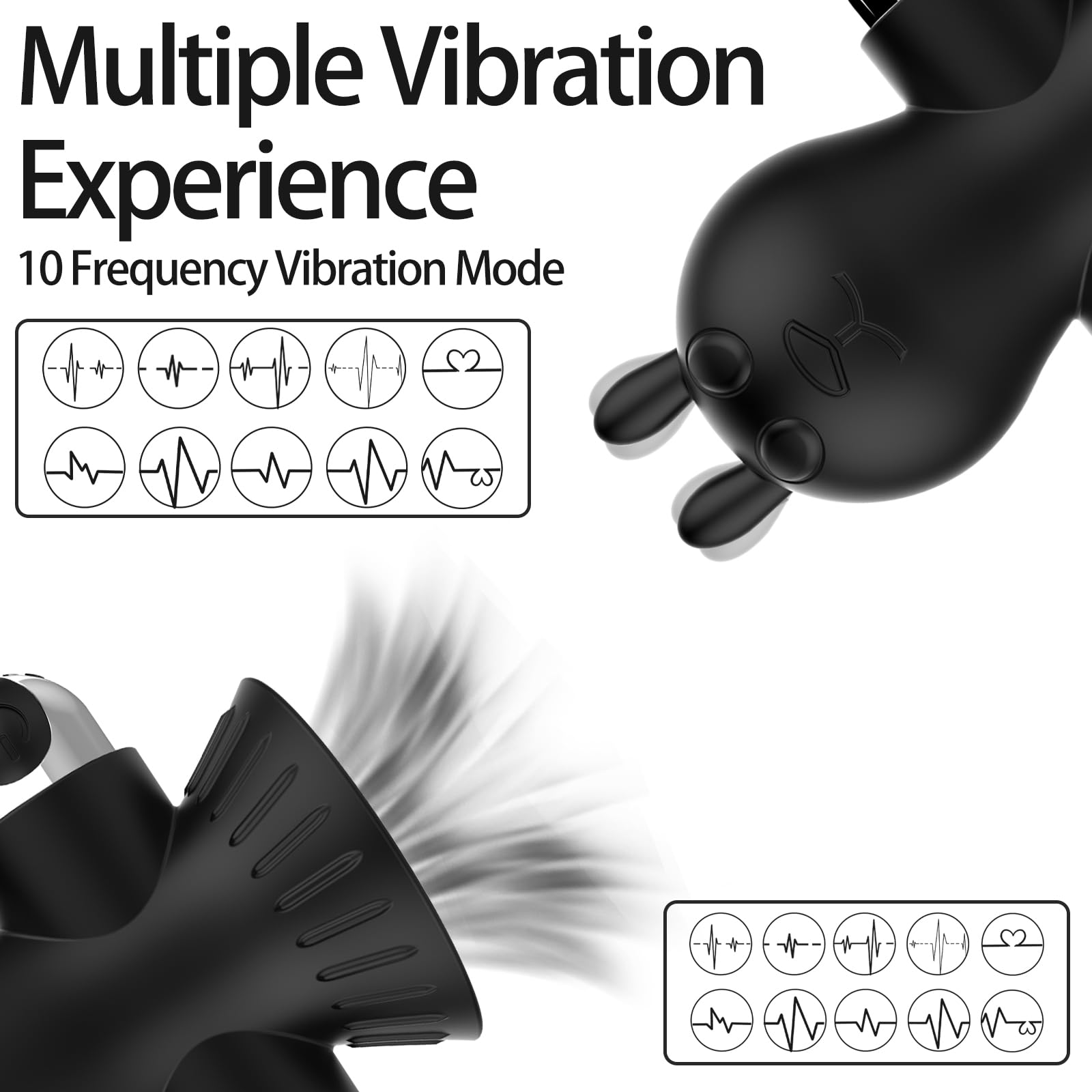 Premium Nipple Vibrator & Sucker - 10-Speed Nipple Stimulator & Teaser Massager with Dual Stimulation for Women - Adult Sex Toy for Couples & Solo Play (Black)