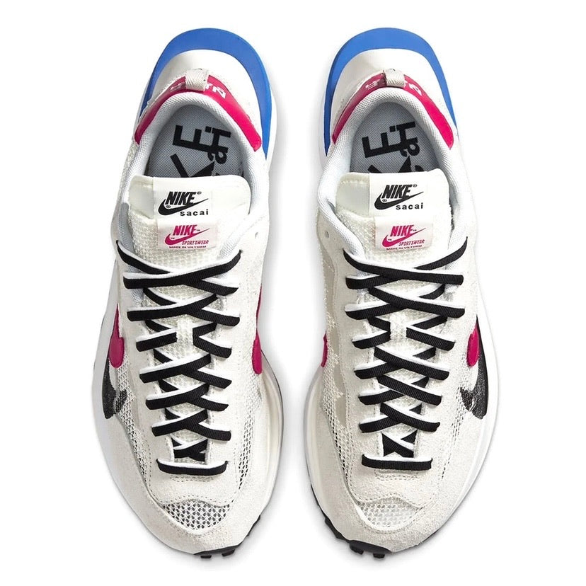 Sacai x Nike Vaporwaffle Sneakers - Sail/Fuchsia/Lightbone/Game Royal Colorway - Running, Training & Streetwear Fashion Shoes