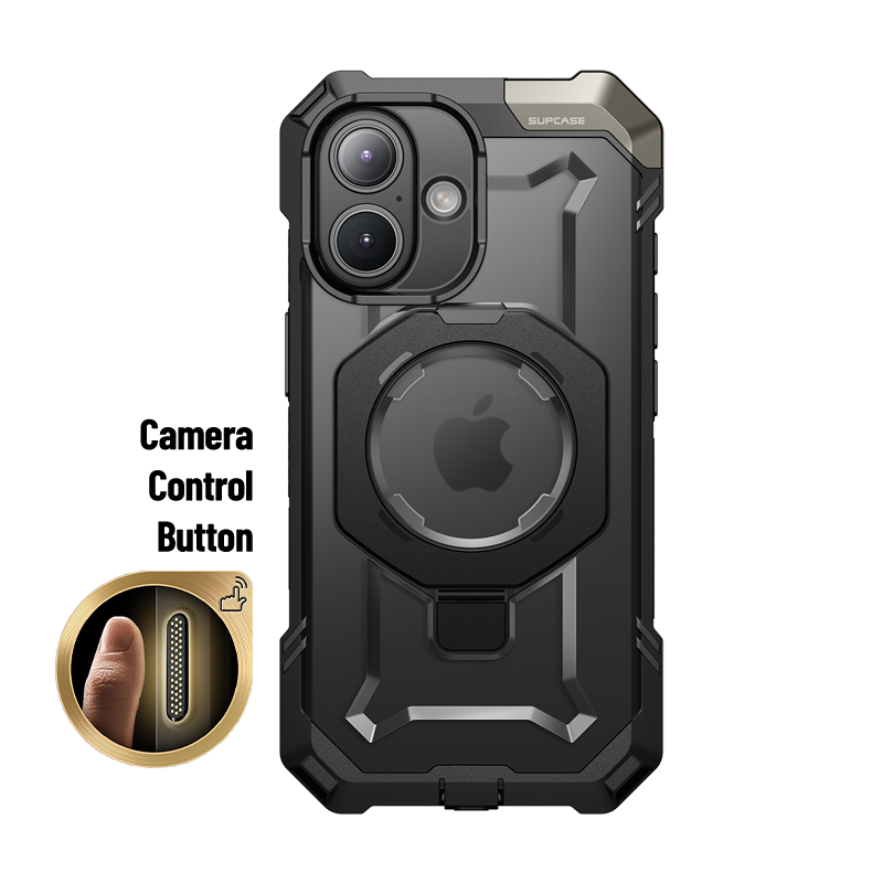 iPhone 16 6.1 Inch Shockproof Case with MagSafe & Camera Control Button - Anti-Slip Grip Protective Cover for iPhone 16 (Black) | Perfect for Outdoor Activities, Travel & Daily Use