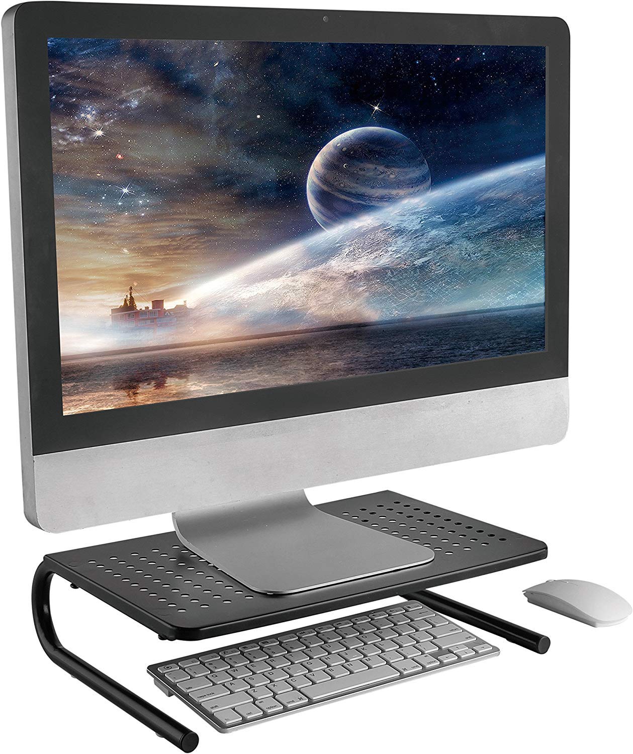 MP-82 10 Pack Premium Steel Mesh Monitor Stand - Vented Metal Desktop Riser for Computer Monitors, Laptops, Printers, iMac & TV - Perfect for Home Office, Gaming Setup & Workspace Organization