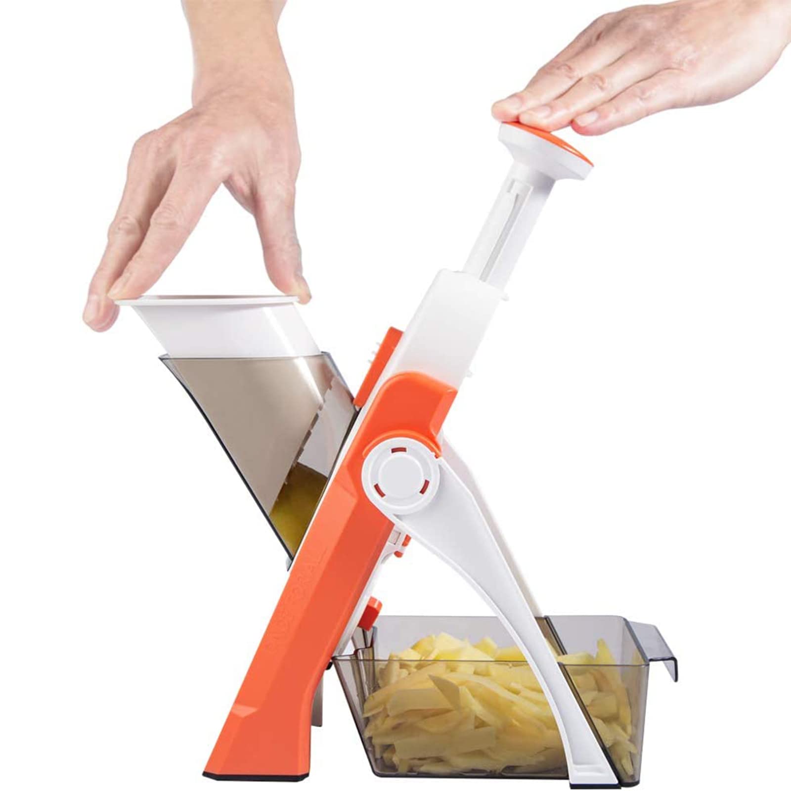 Adjustable Mandoline Slicer for Vegetables & Fruits - Safe Upright Dicer for Potatoes, Onions, Carrots - Perfect for Meal Prep, Salad Making & Healthy Cooking